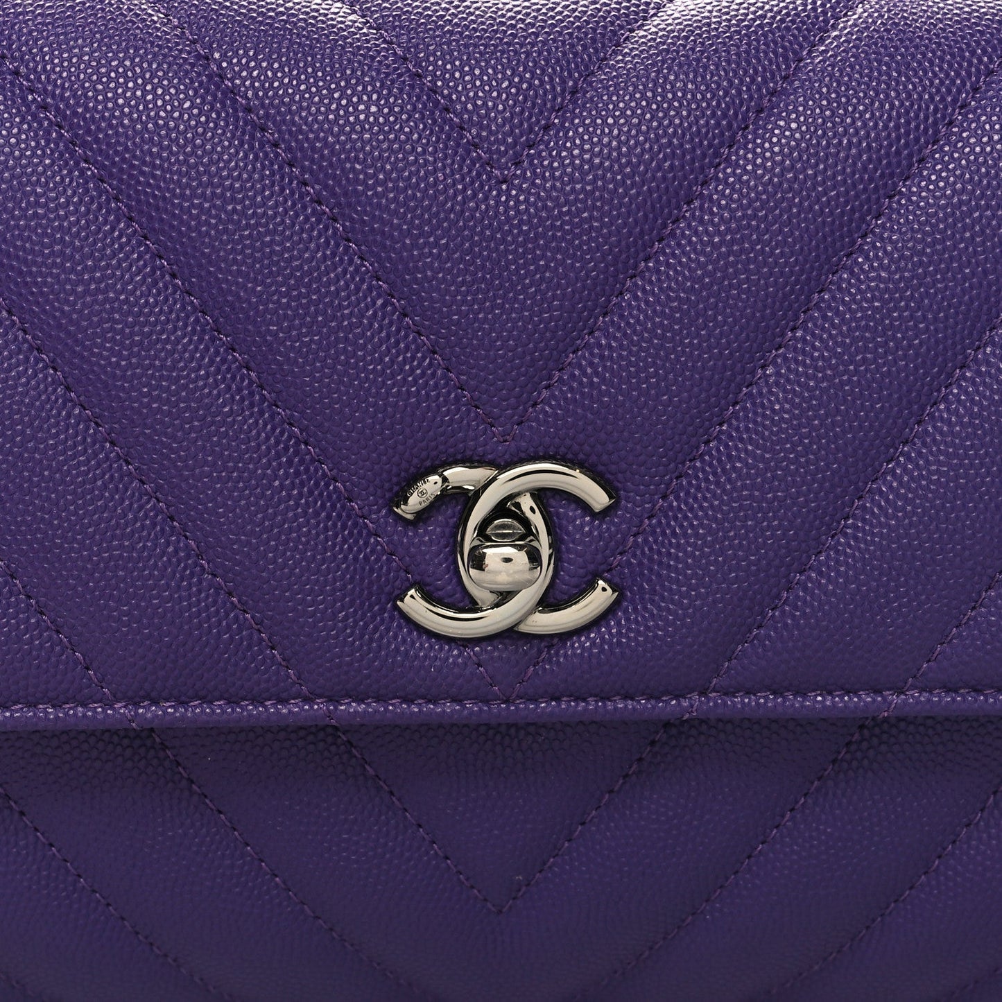 Chanel COCO HANDLE CHEVRON QUILTED CAVIAR Leather Mini Bag
