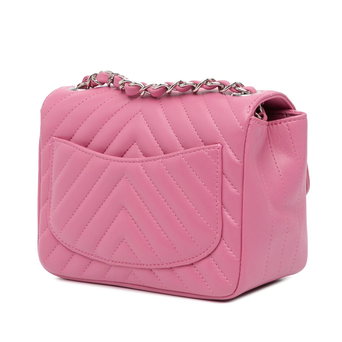Chanel Square Classic Chevron Lambskin Single Flap Mini Bag Single Flap