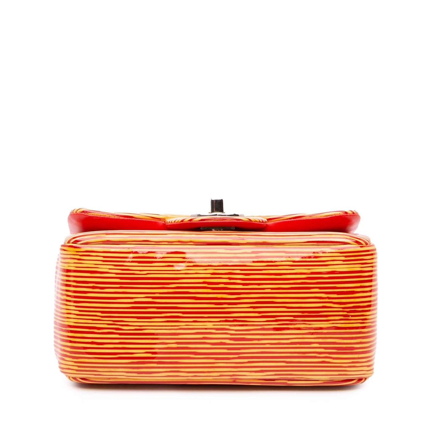 Chanel Square Classic Patent Striped Single Flap Mini Bag