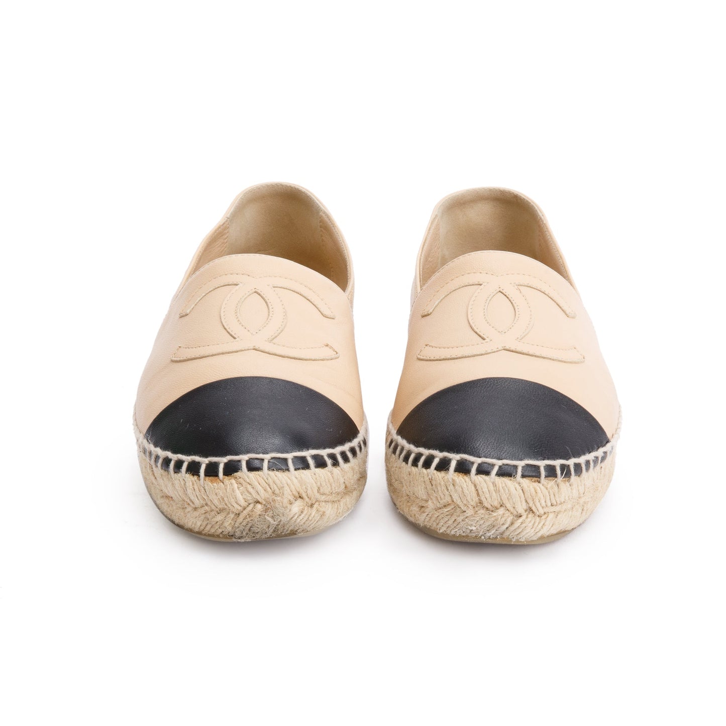 Chanel Neutral & CC Logo Espadrilles Leather Black Travel Bag