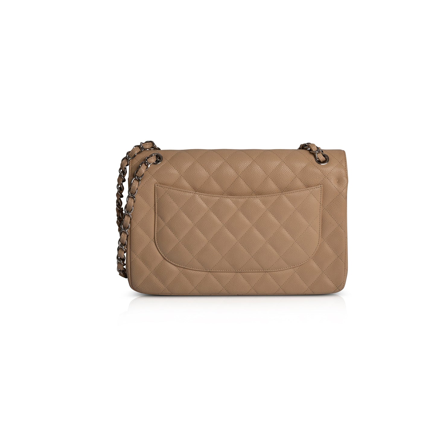 Chanel Neutral Caviar Classic Jumbo Double Travel Bag Flap Bag