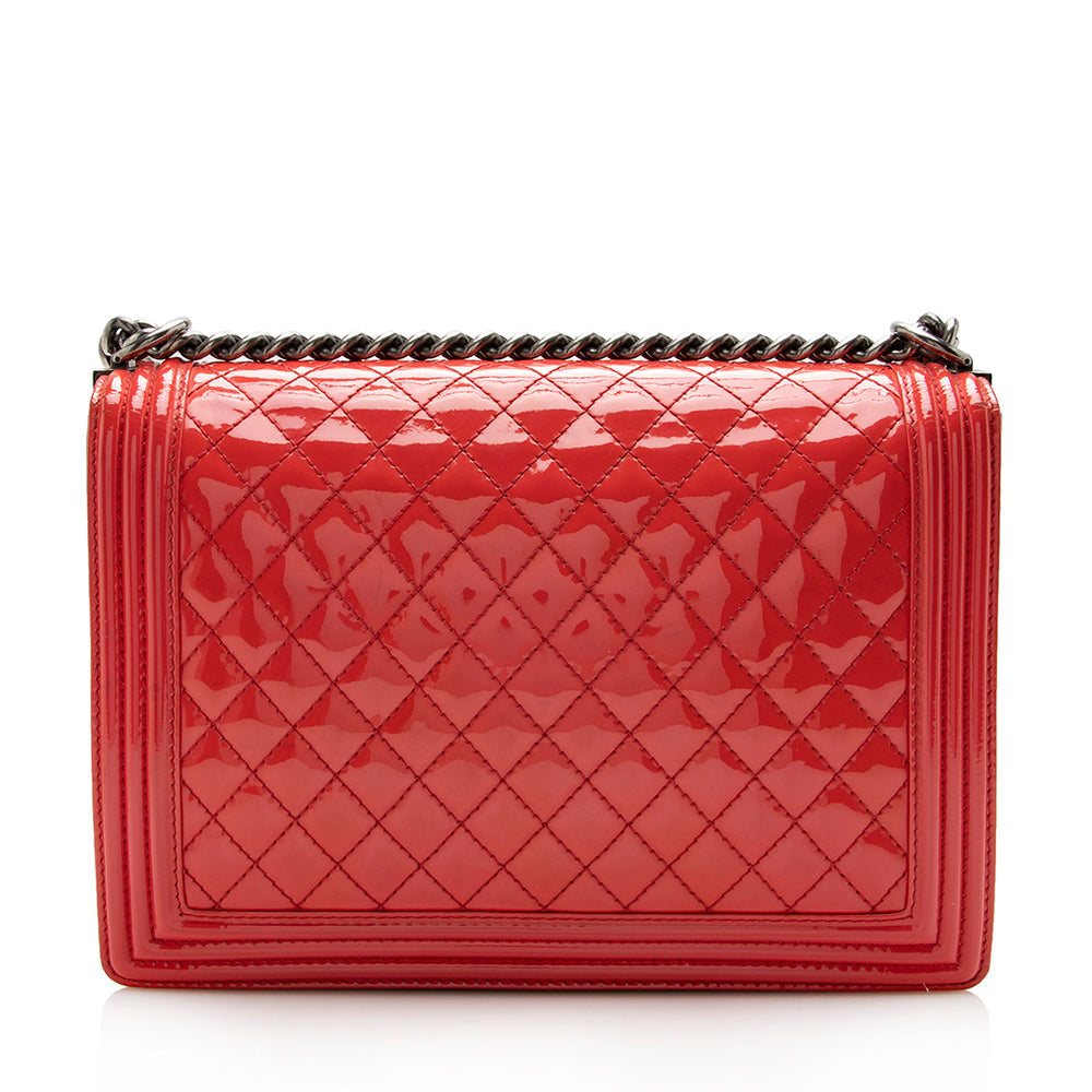 Chanel Patent Boy SHF Leather Handbag