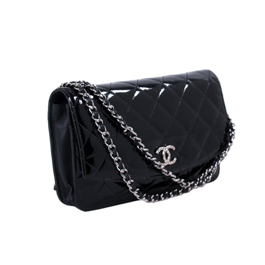 Chanel Quilted Patent on WOC Wallet Case