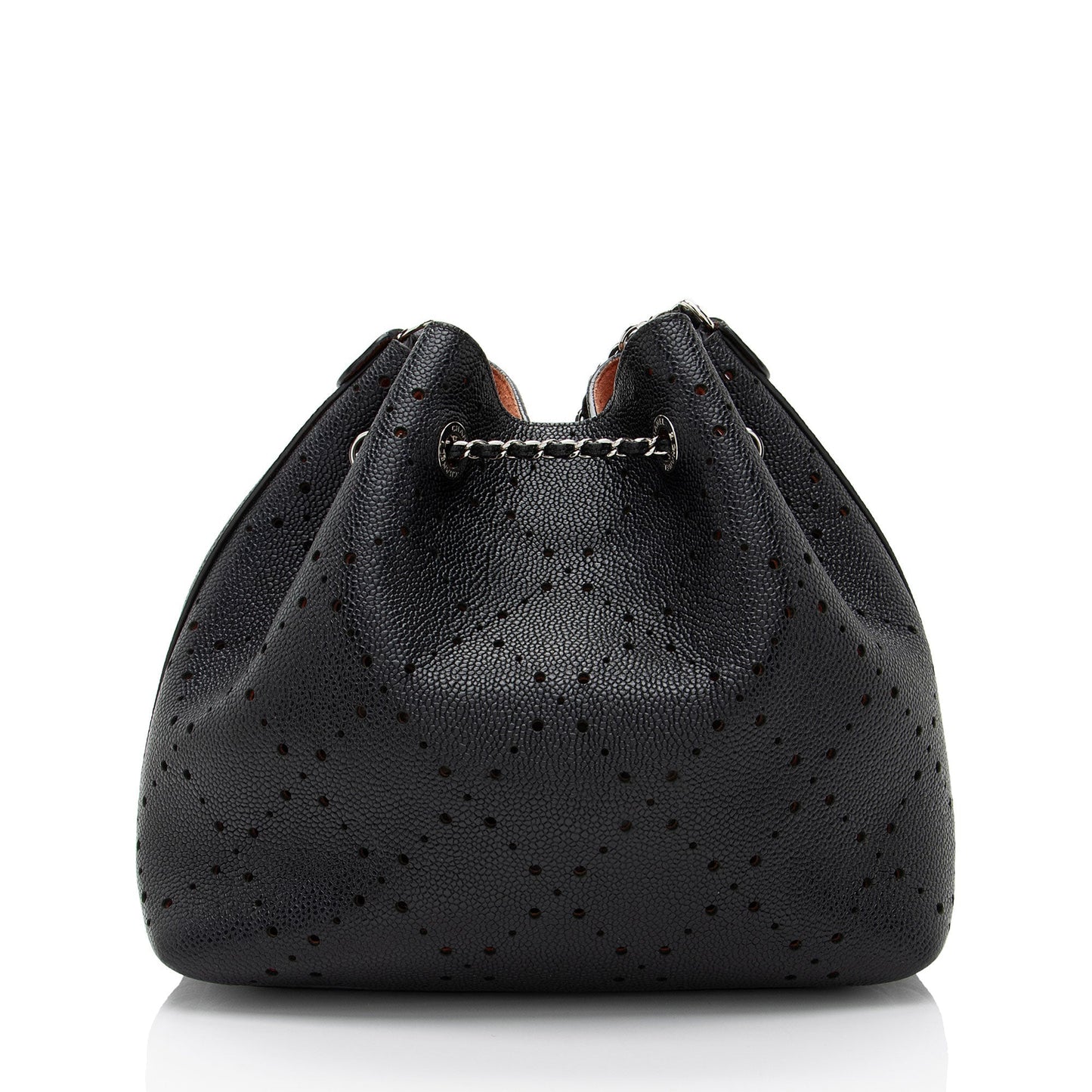 Chanel Perforated Caviar Drawstring Bucket Leather Jewelry