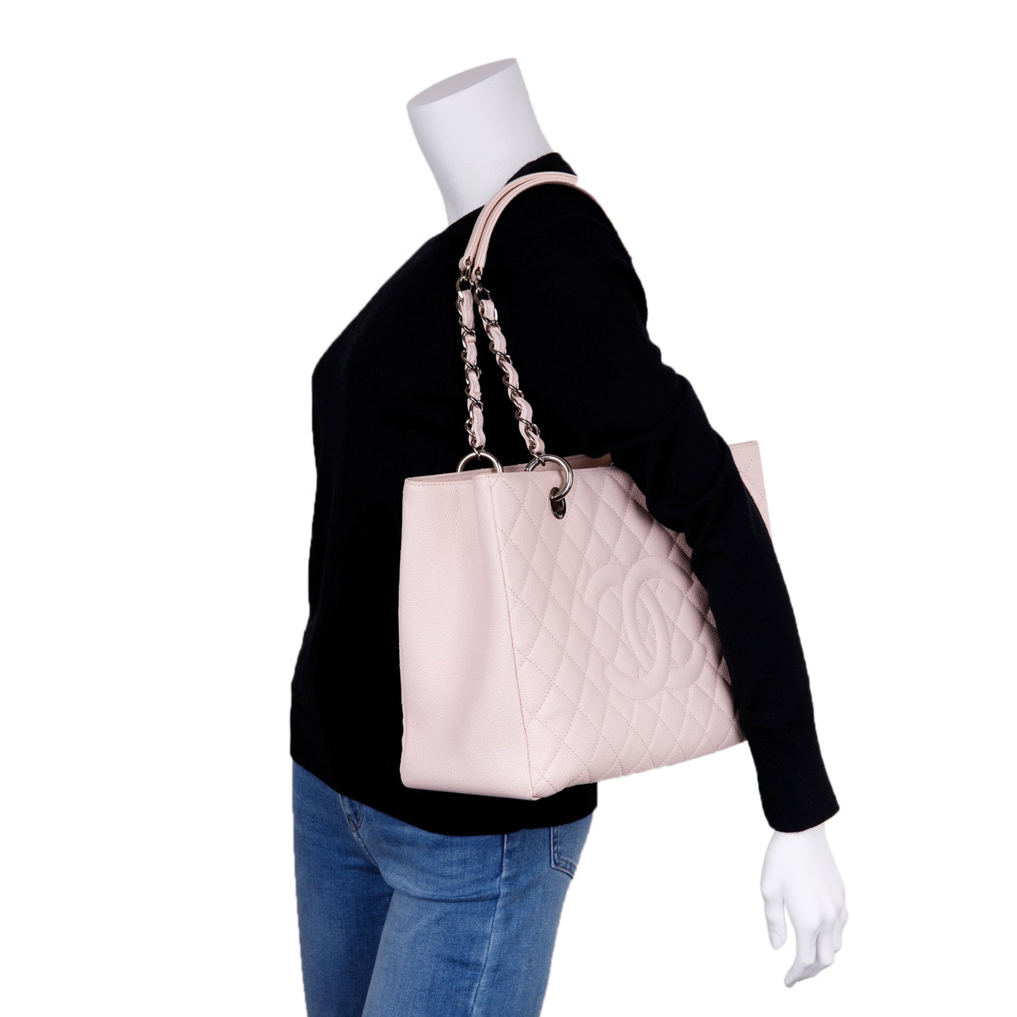 Chanel Caviar Grand Shopping GST Leather Pink Travel Bag