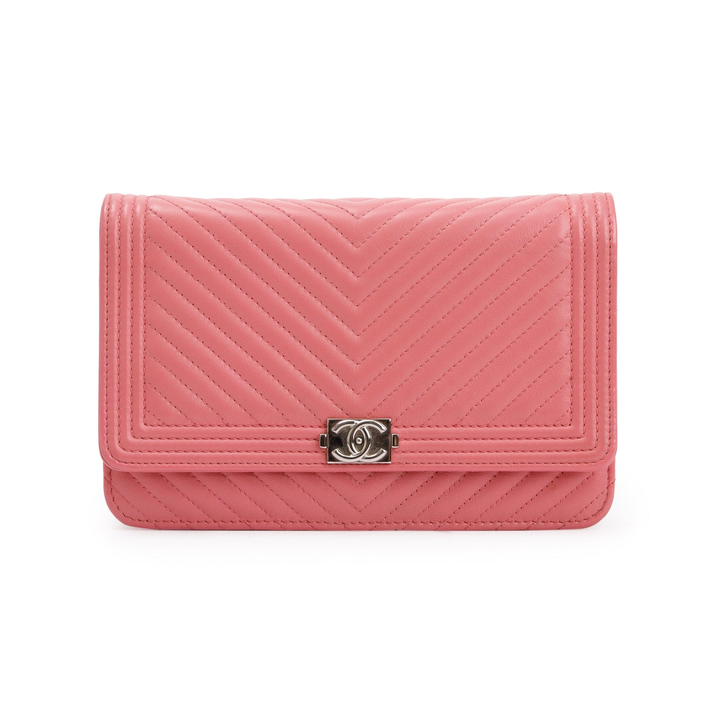 Chanel Boy on Leather Lambskin Pink Wallet Case