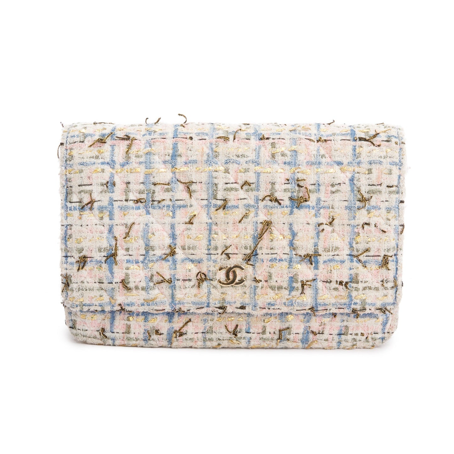 Chanel Tweed Classic On Pink Multicolor Wallet Case