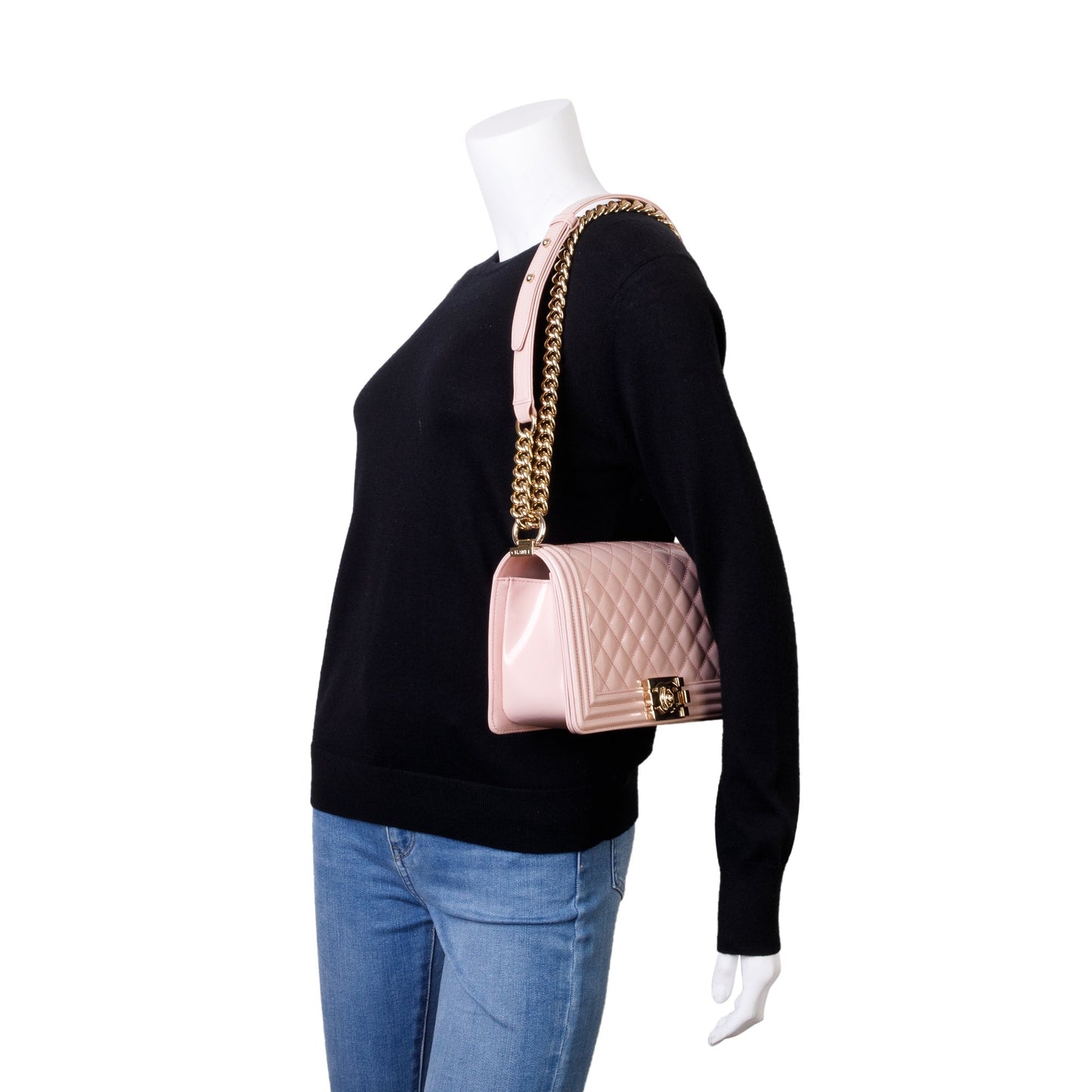 Chanel Patent Boy Leather Pink Travel Bag