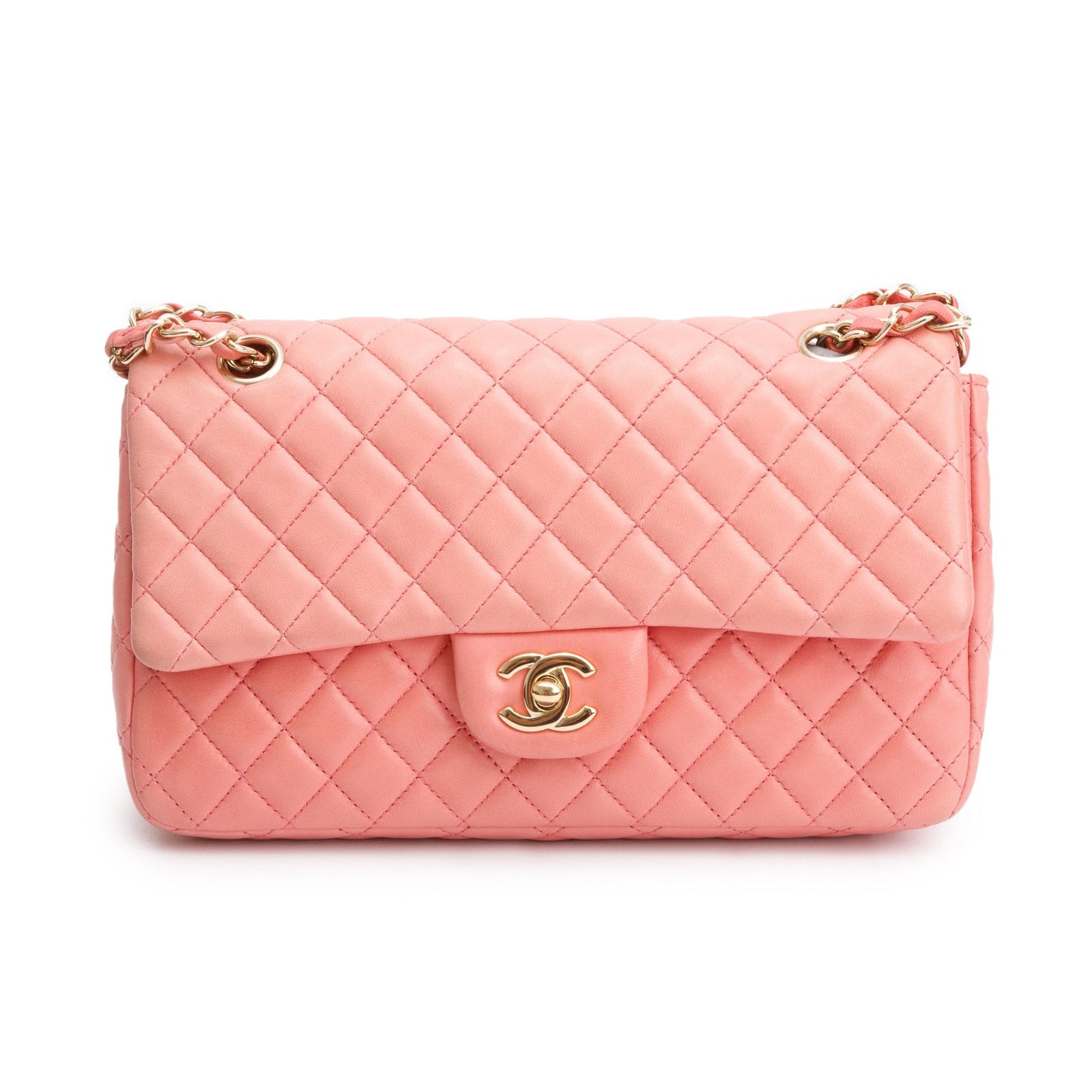 Chanel Quilted Classic Valentine Flap Leather Lambskin Pink Travel Bag