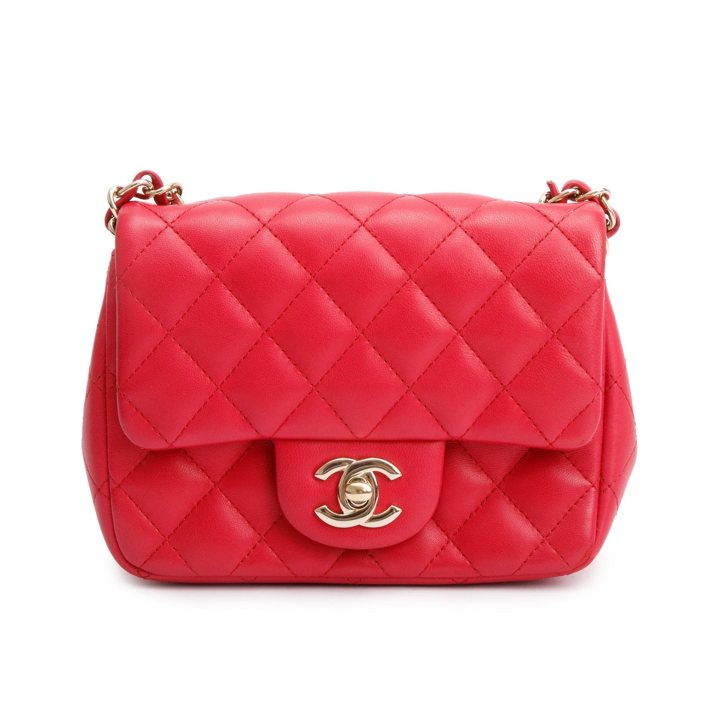 Chanel Quilted Classic Square Flap Leather Lambskin Pink Travel Bag