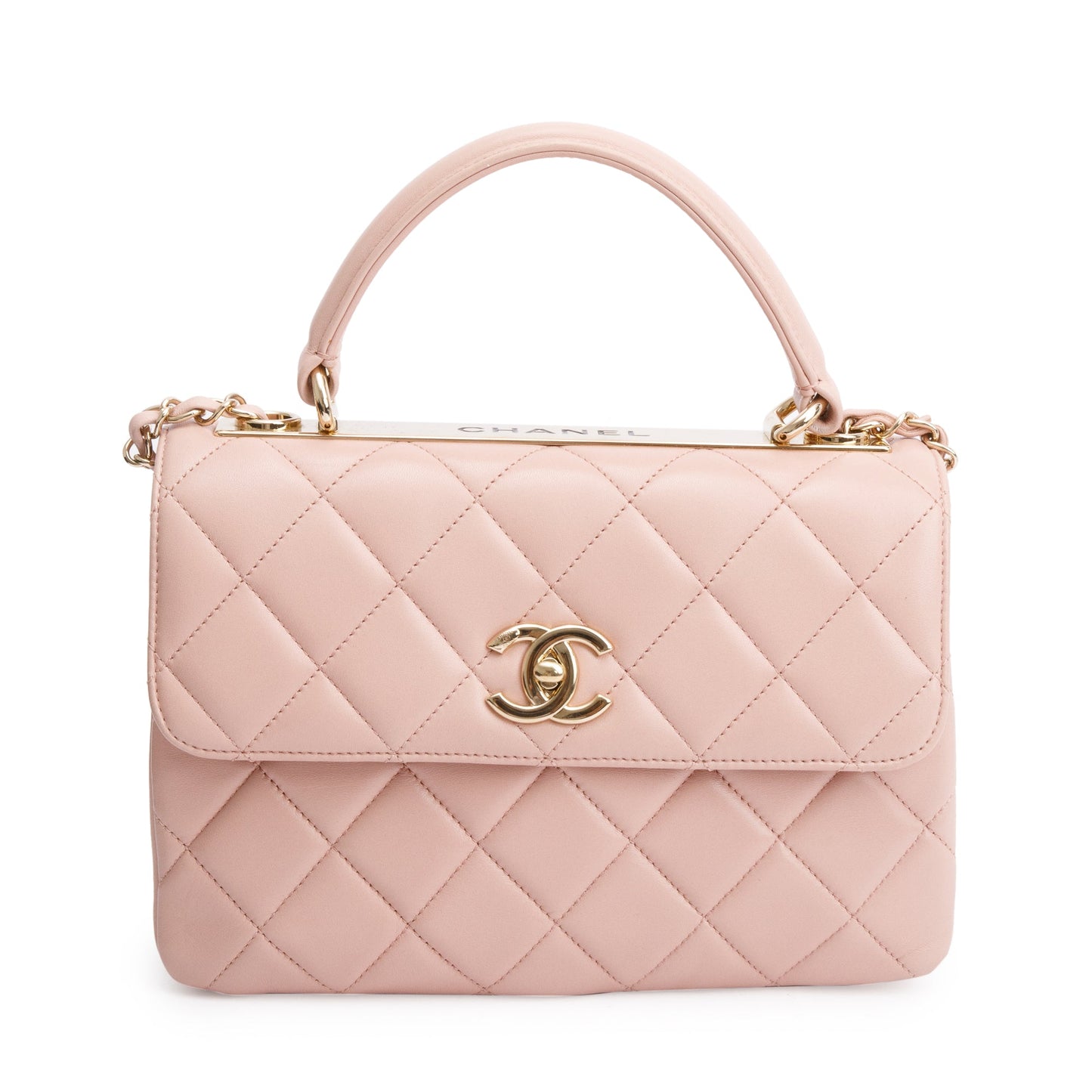 Chanel Quilted Trendy CC Top Handle Lambskin Pink Travel Bag
