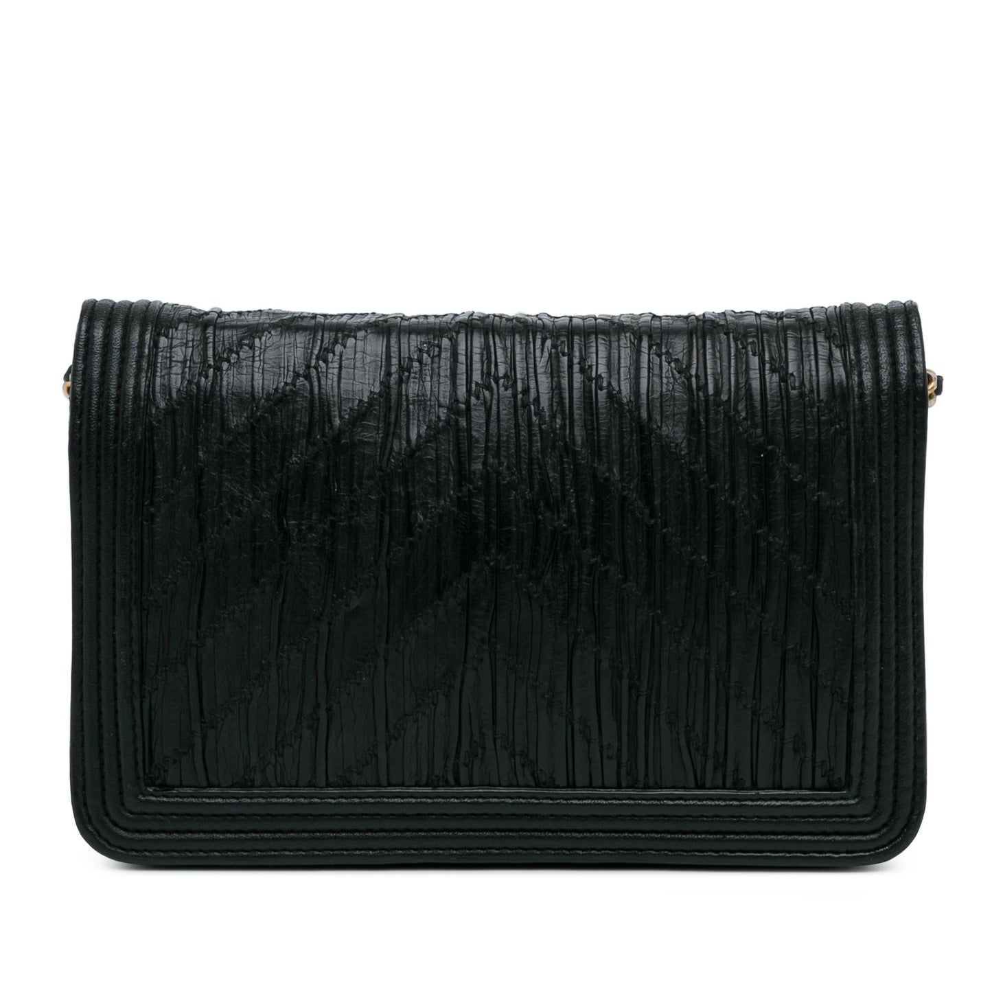 Chanel Pleated Crumpled Chevron Le Boy On Wallet Case