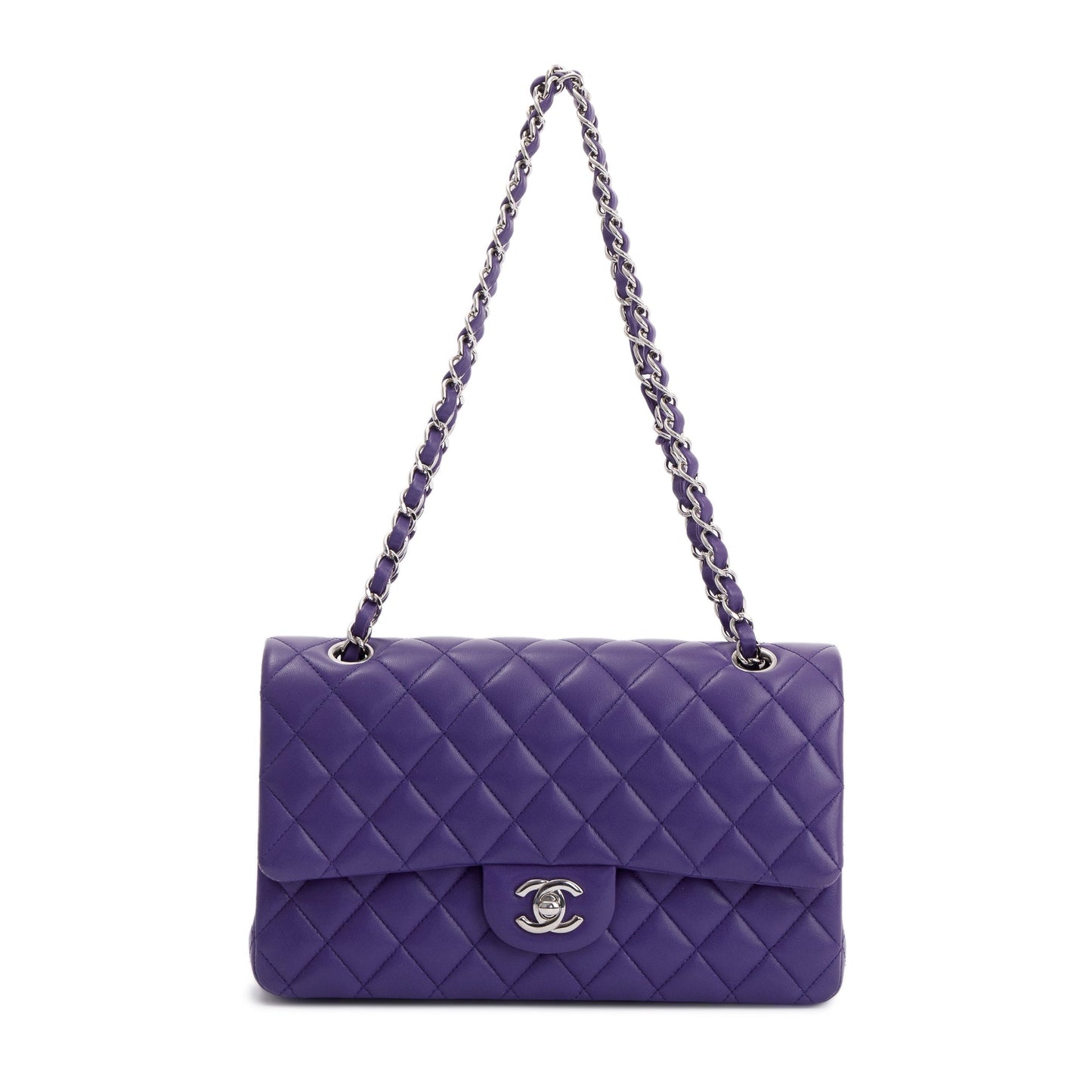 Chanel Purple Classic Double Flap Travel Bag