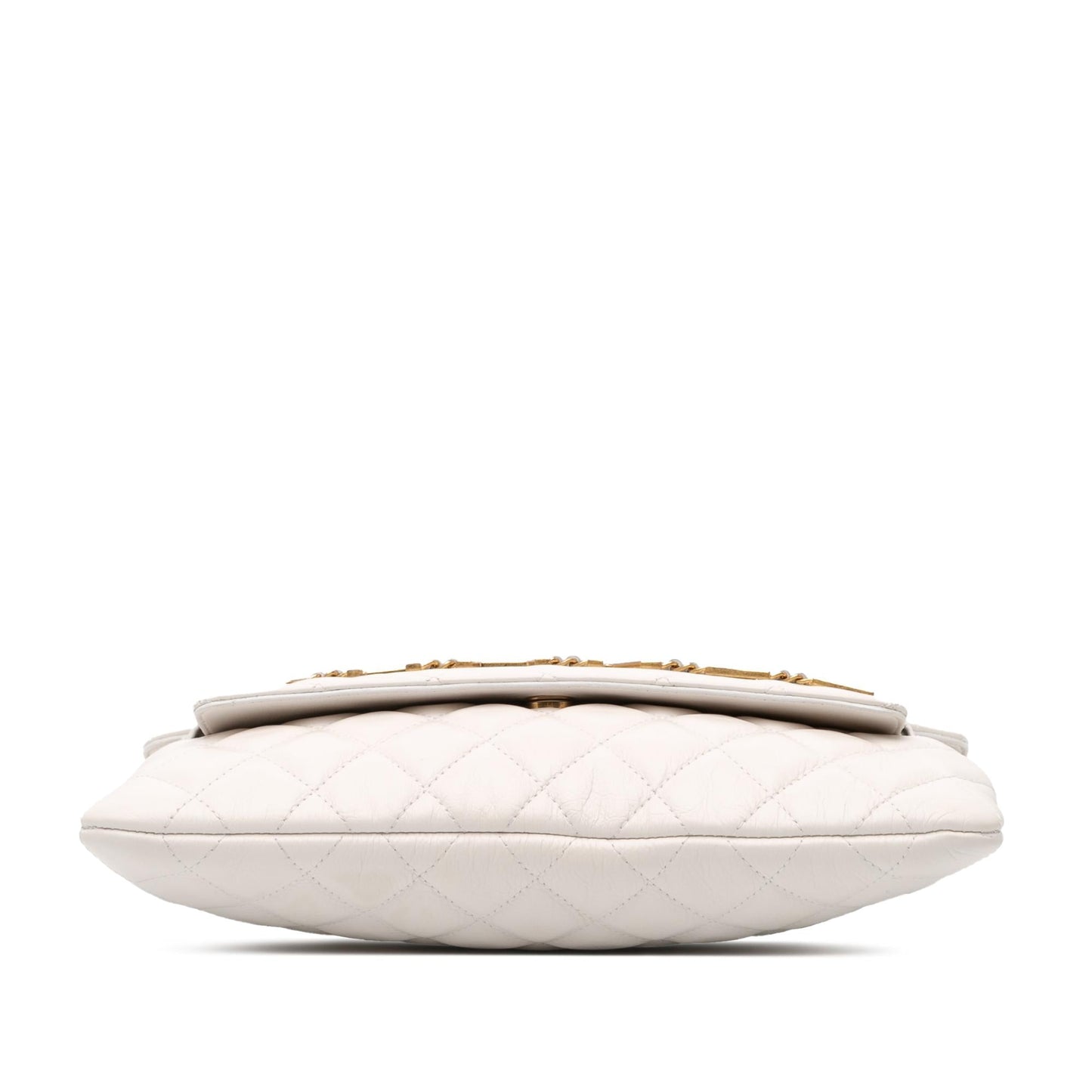 Chanel Quilted Calfskin Logo Enchained Clutch Bag