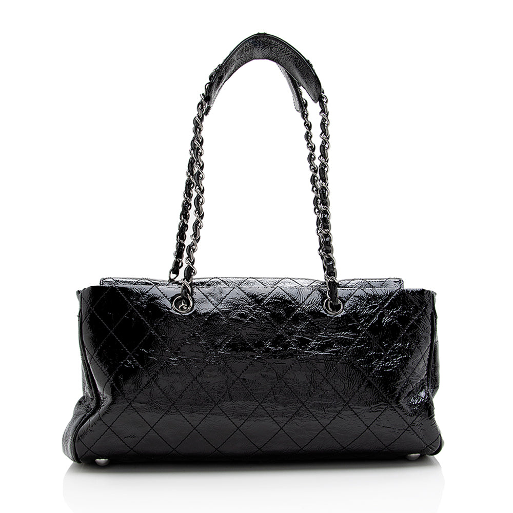 Chanel Quilted Patent Ritz Flap SHF Leather Shoulder Bag