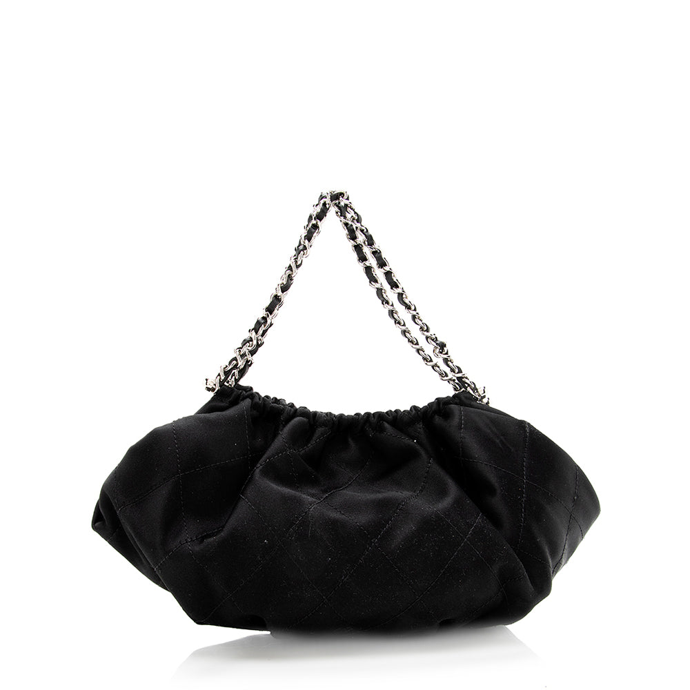 Chanel Quilted Satin CC Charm Hobo SHF Key Chain