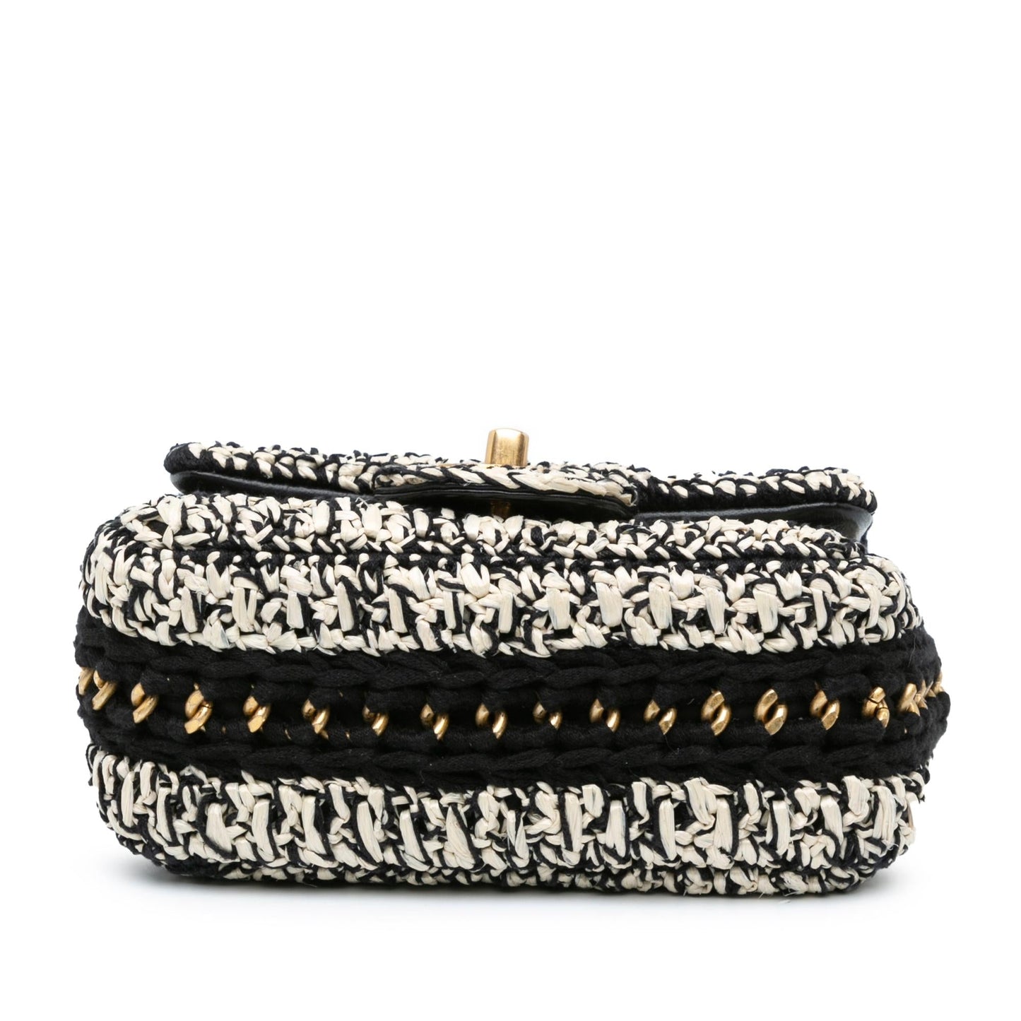 Chanel Raffia Braided Love Flap Handbag
