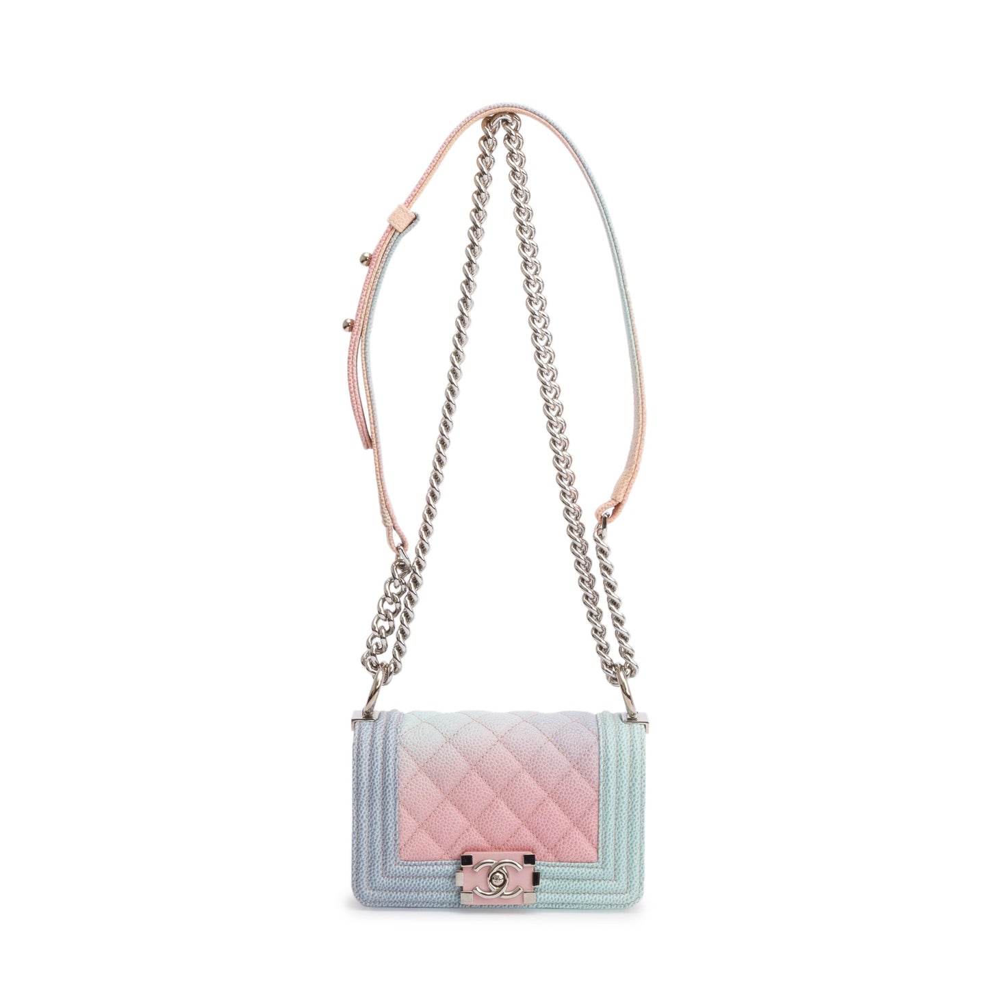 Chanel Rainbow Caviar Boy Flap Leather Travel Bag