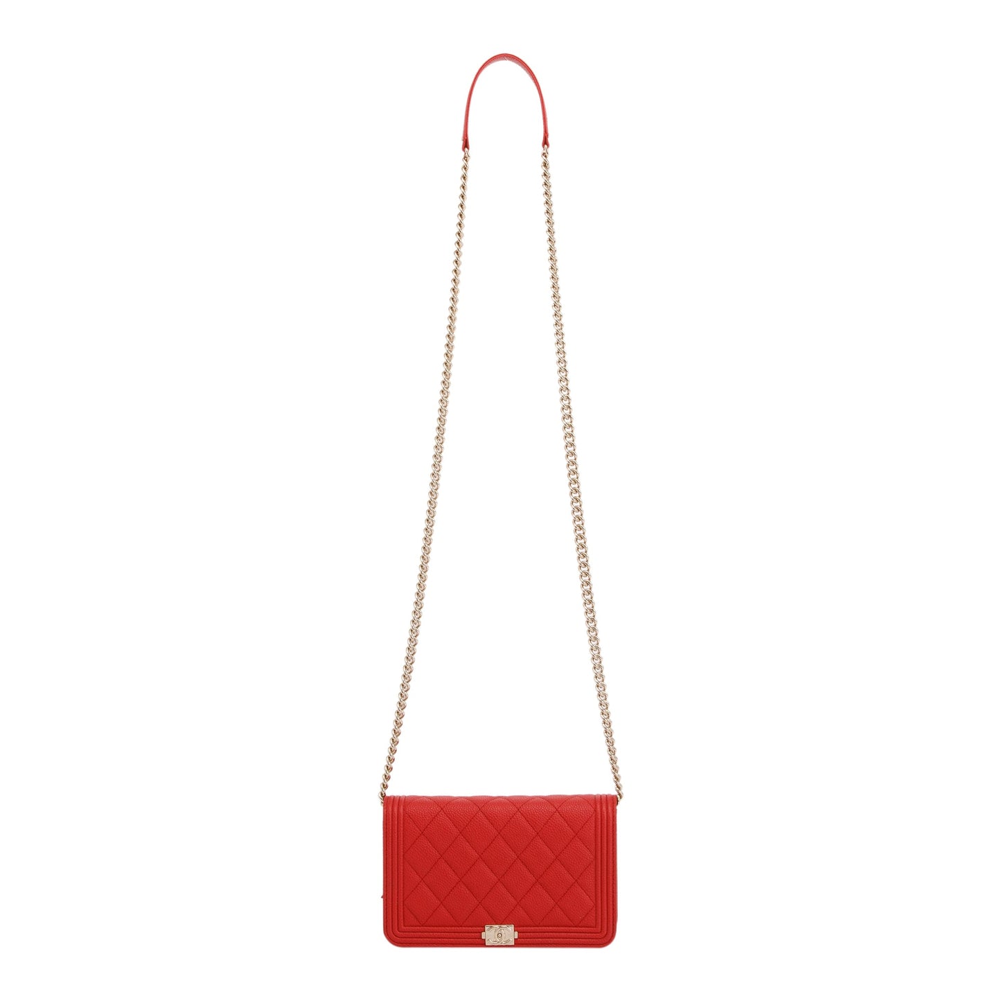 Chanel Caviar Boy on Leather Red Wallet Case