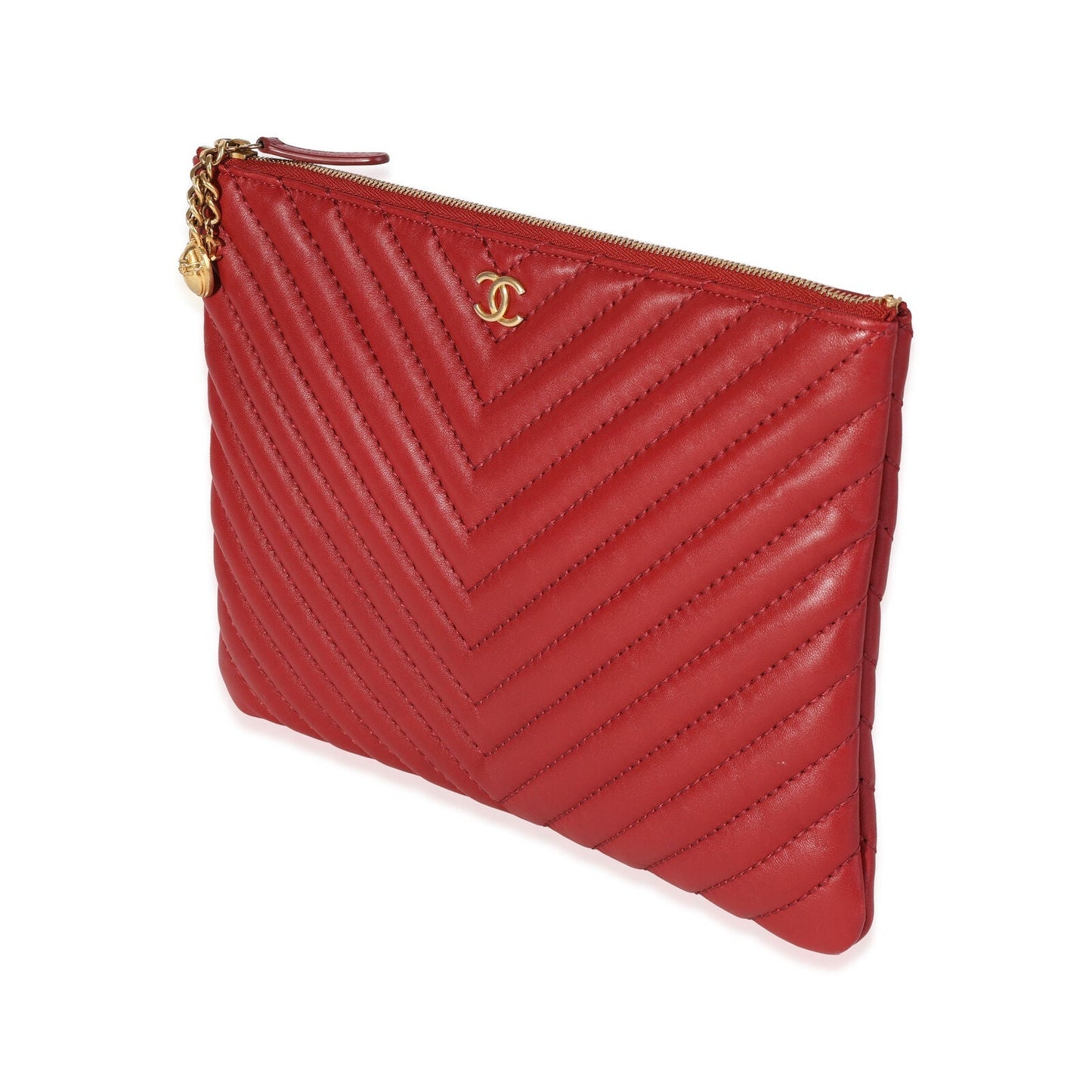 Chanel CHEVRON QUILTED CAVIAR LAMBSKIN O CHARM Key Chain