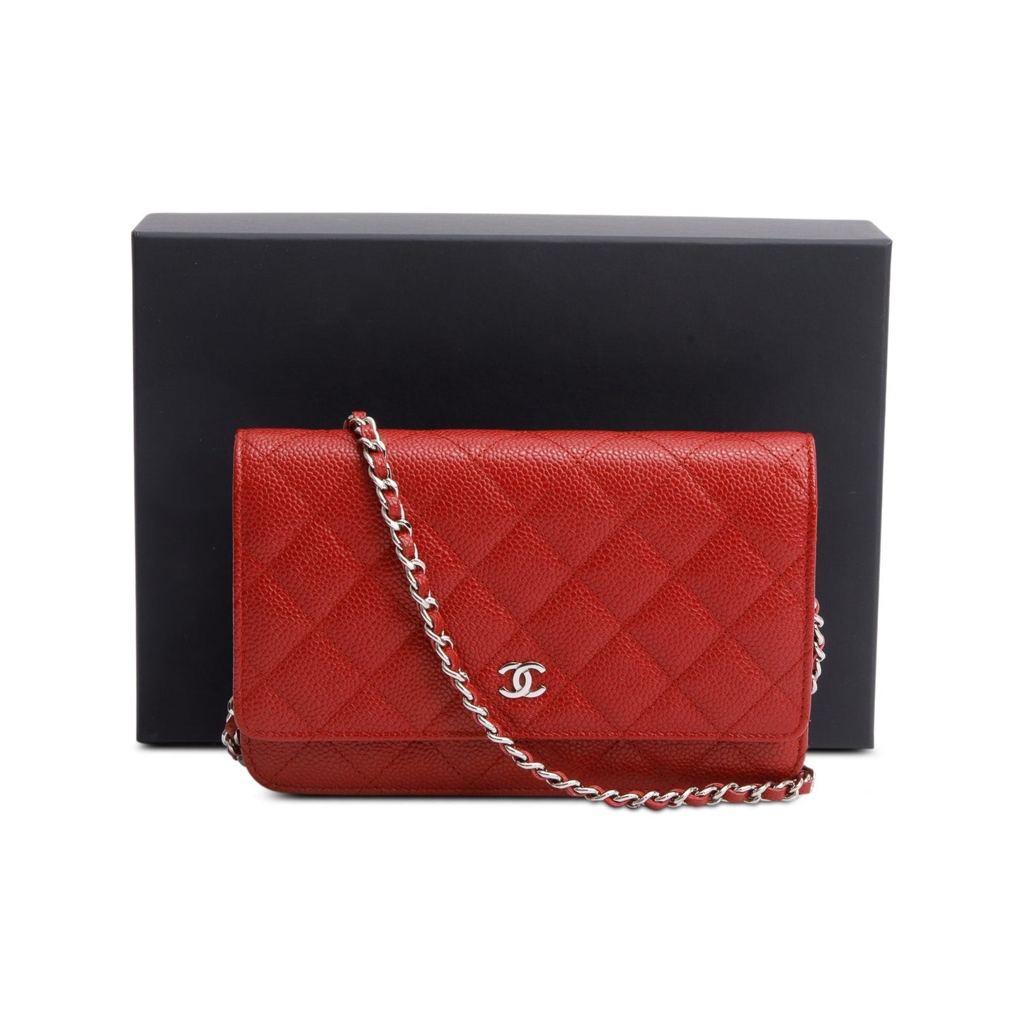 Chanel Quilted Caviar Classic on Leather Red Wallet Case 4