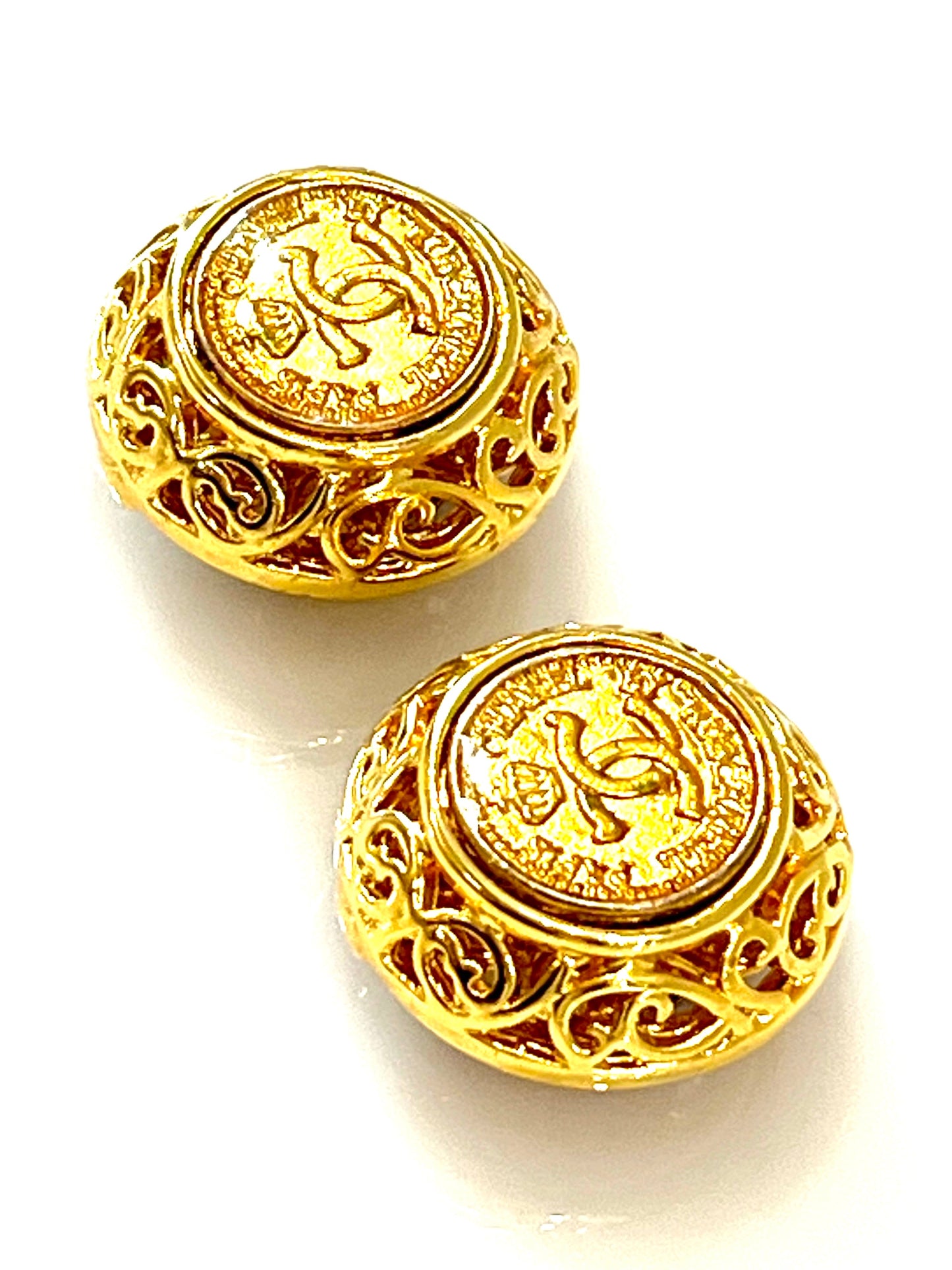 Chanel Rubcamel Paris 'S Logo Clip On Earrings