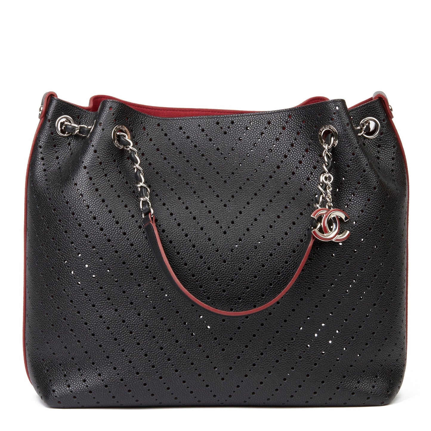 Chanel Perforated Grained Calfskin Accordion Shopping Tote Bag