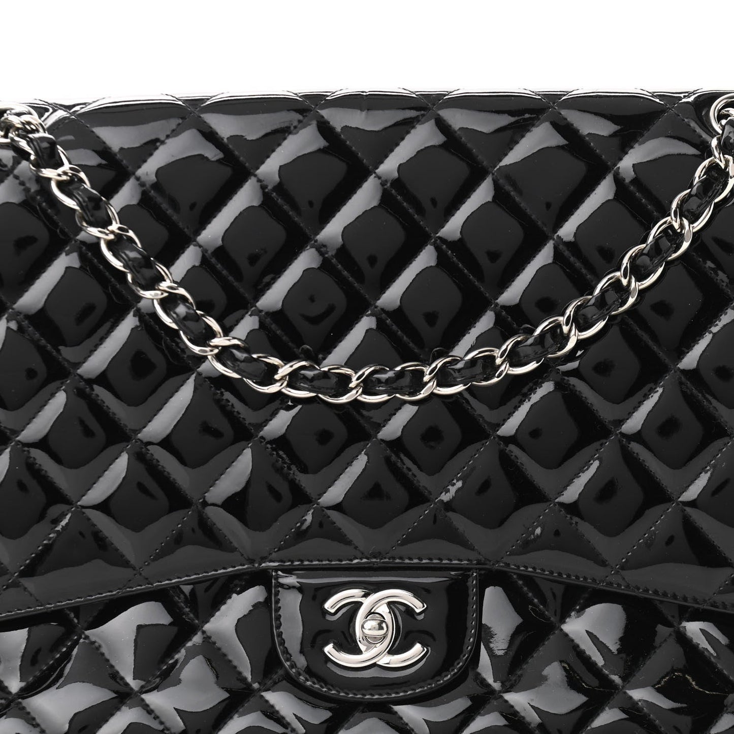 Chanel Single Flap Quilted Patent Leather Handbag