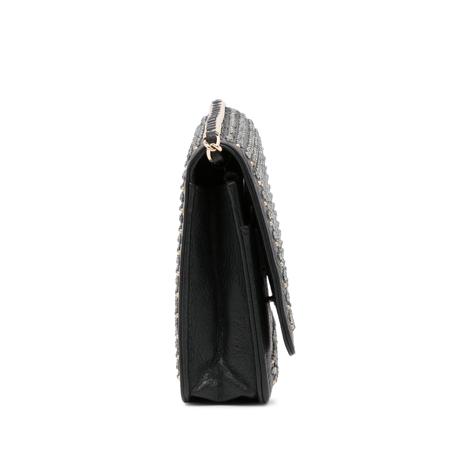 Chanel Studded on Leather Wallet Case On Chain
