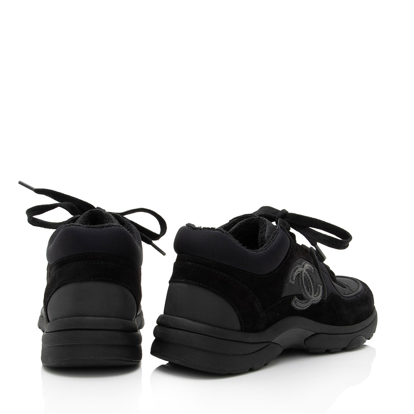 Chanel Suede Calfskin CC Sneakers Size 7.5 / 37.5 (shf PJYB9I) for Women