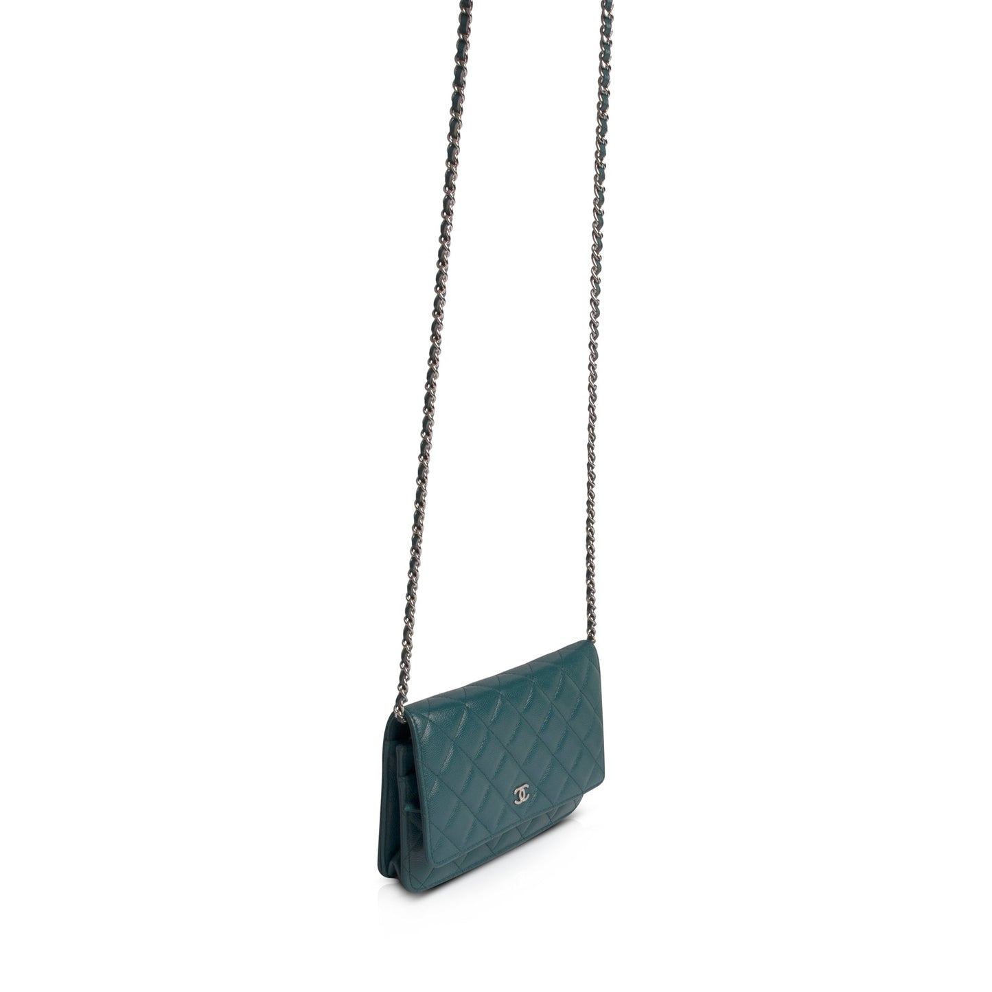 Chanel Teal Caviar Classic on Wallet Case