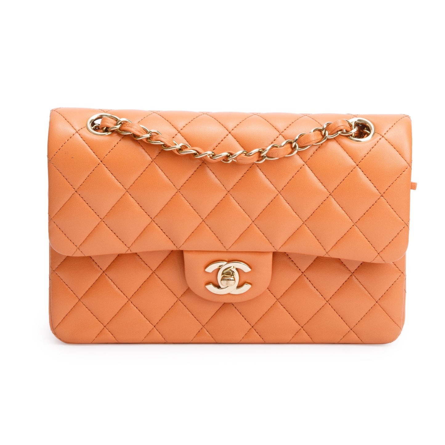 Chanel Terracotta Quilted Classic Double Flap Leather Lambskin Travel Bag