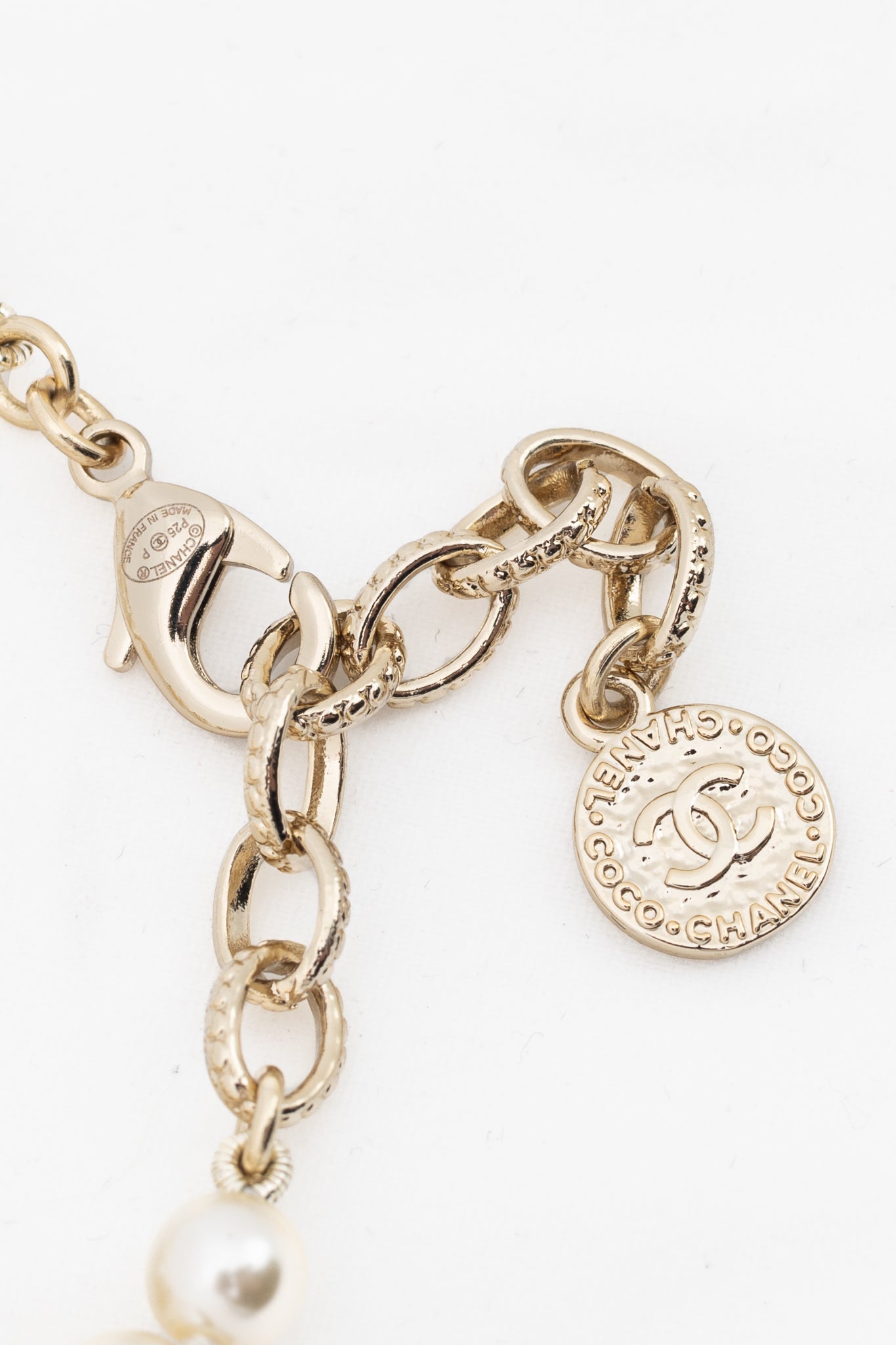 Chanel 100 Anniversary P25 Ivory Pearl & Gold-Tone CC-Logo Long Station Necklace