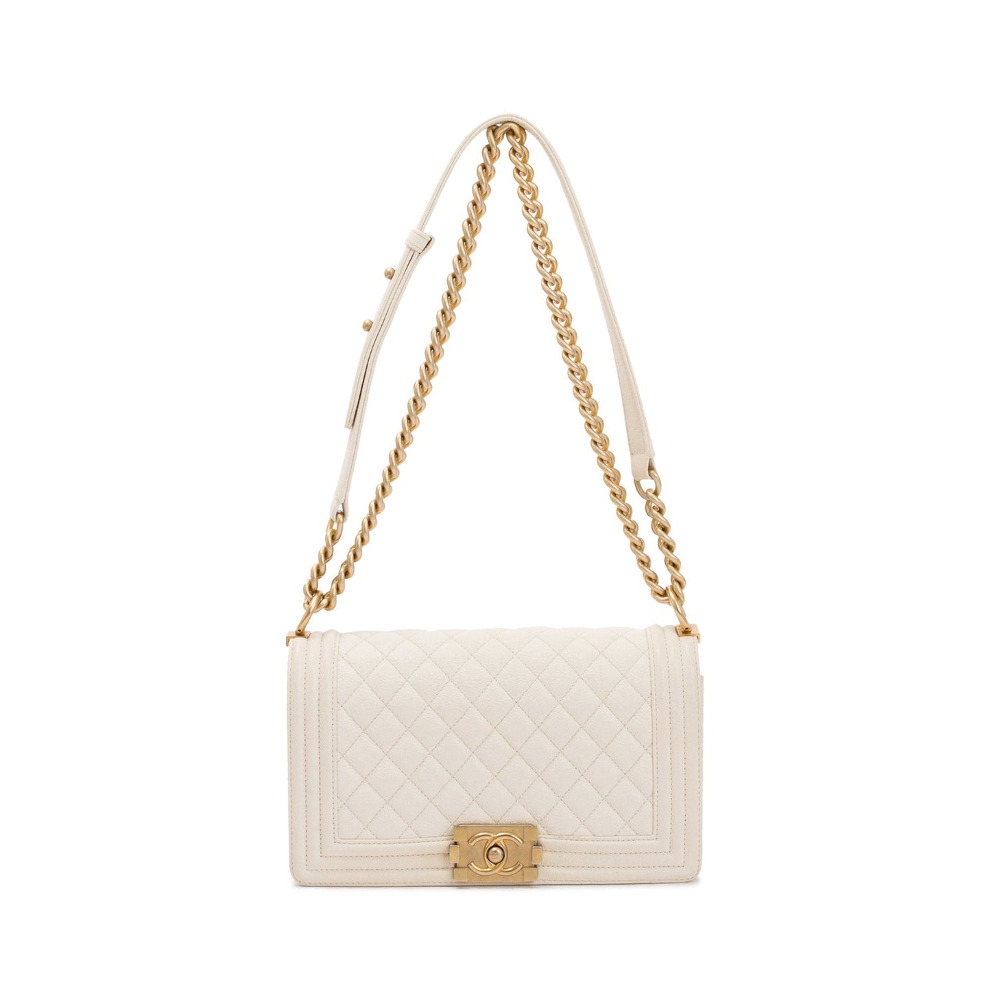Chanel Boy Leather Calfskin White Travel Bag