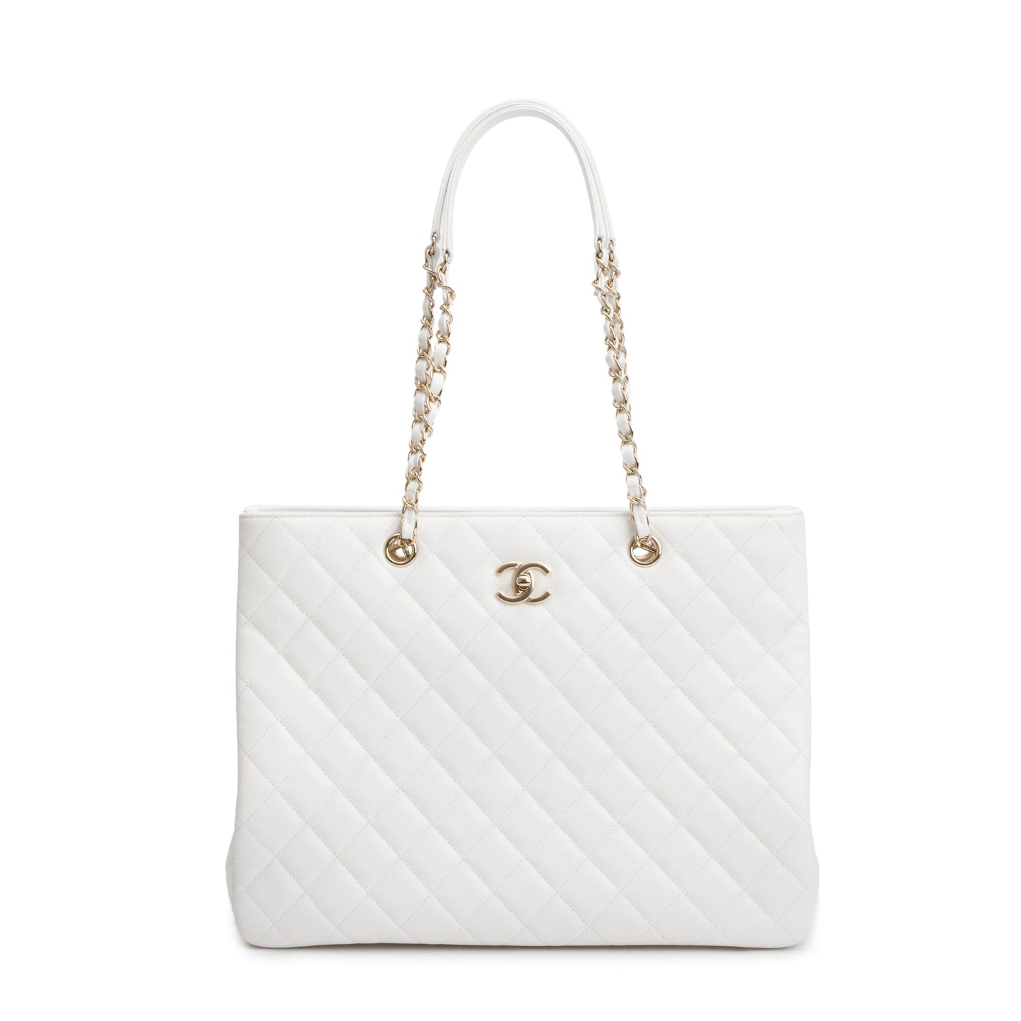 Chanel Caviar Classic Timeless Shopping Leather White Travel Bag