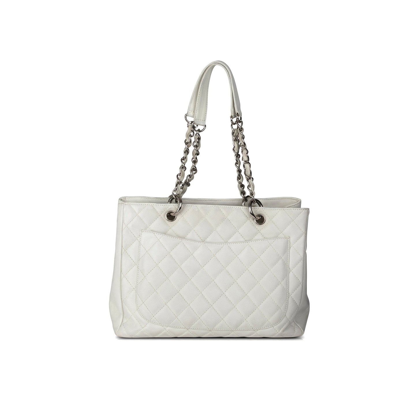 Chanel Caviar Grand Shopping GST Leather White Travel Bag