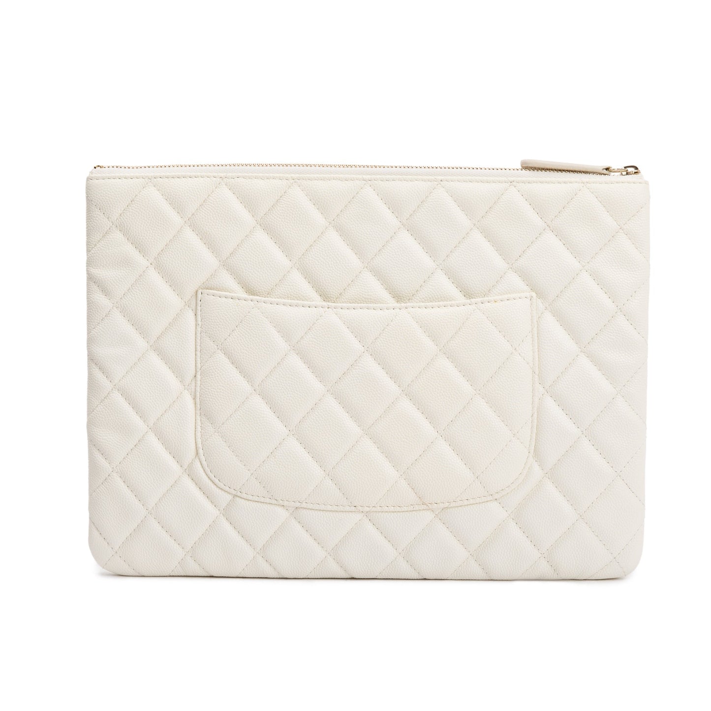Chanel Quilted Caviar O Leather White Travel Bag