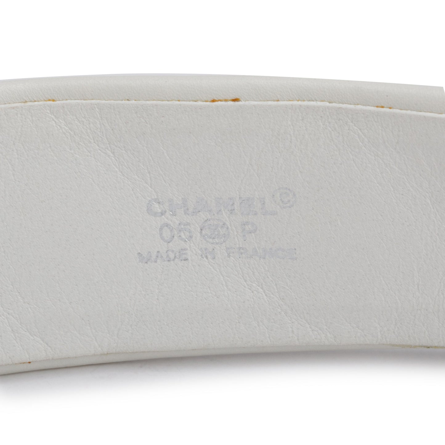 Chanel Quilted Interlocking CC Logo Oval Leather Lambskin White Belt