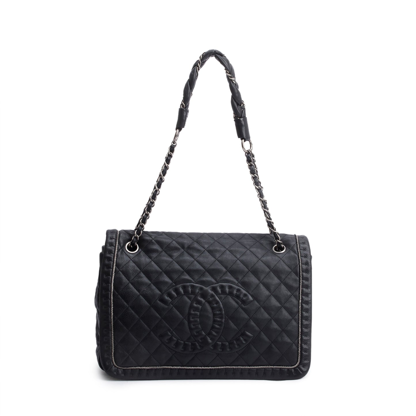Chanel Caviar Istanbul Flap Leather Black Travel Bag