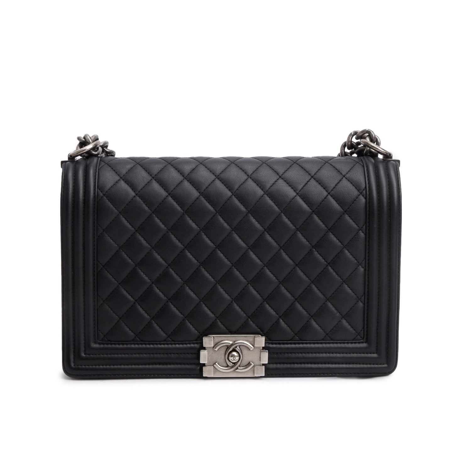 Chanel Quilted Boy Leather Lambskin Black Travel Bag 7