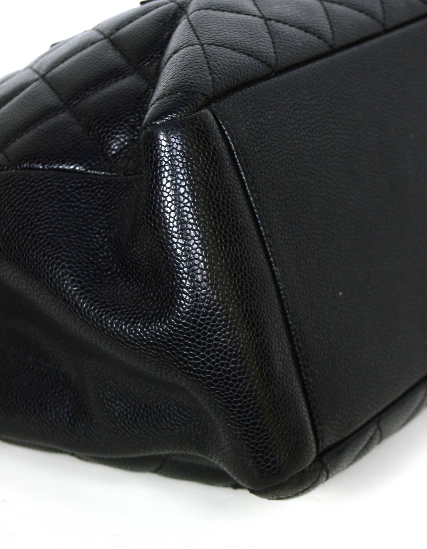 Chanel Black Caviar Leather Quilted Grand Shopper Tote GST Bag