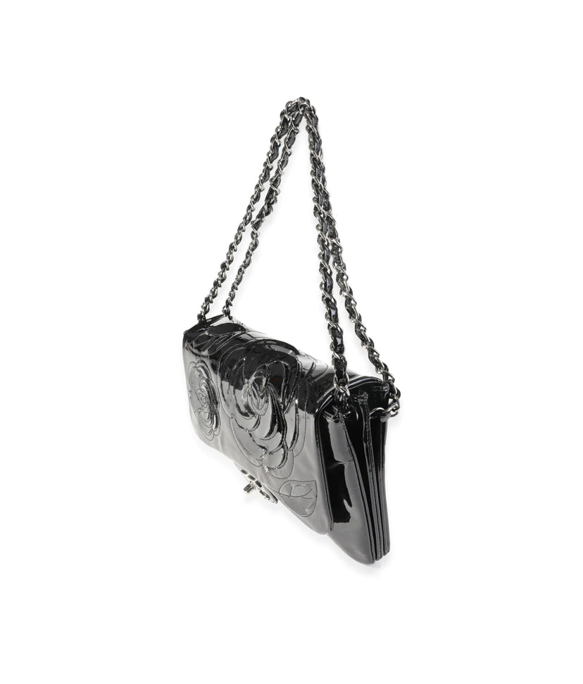 Chanel PATENT CAMELLIA FLOWER Leather Handbag