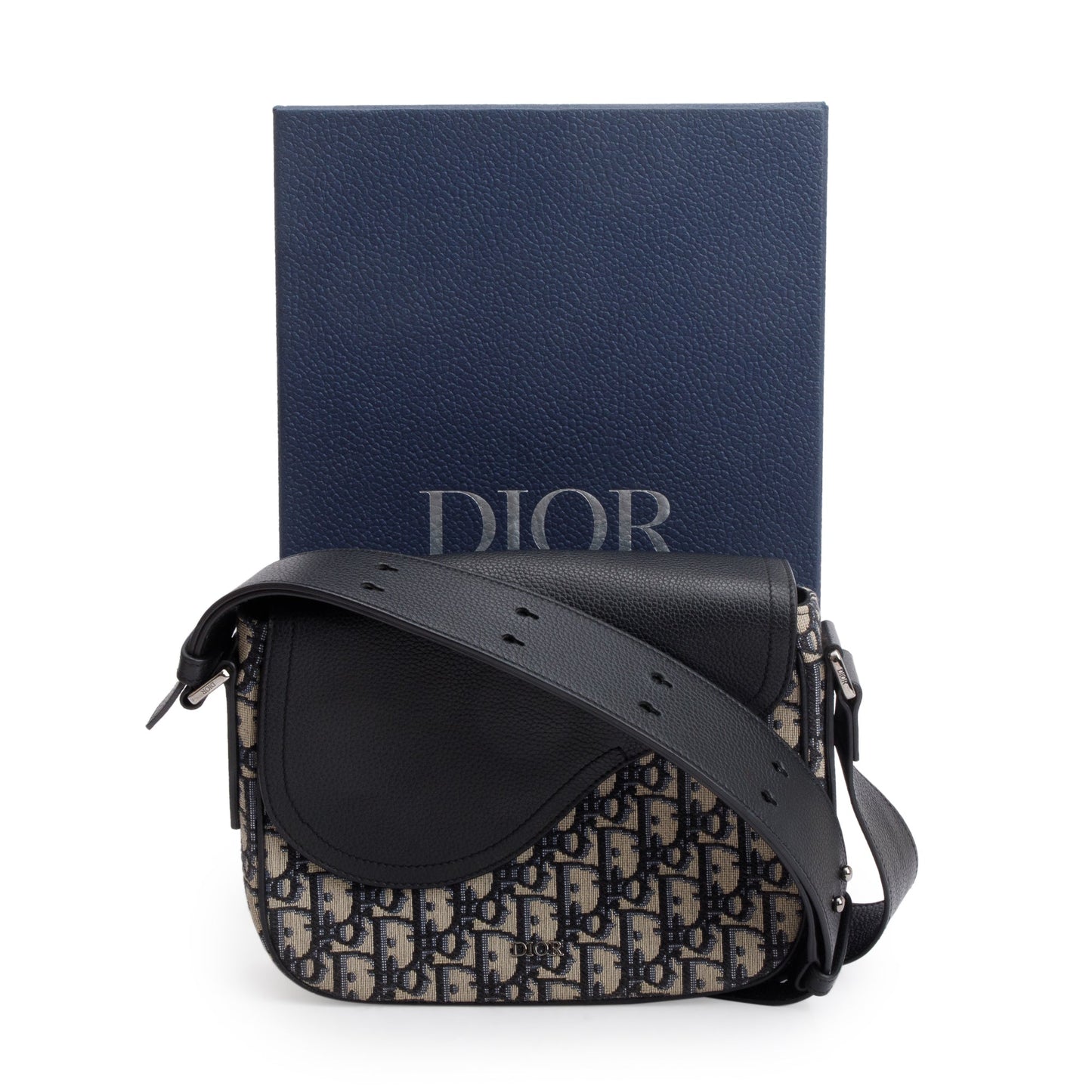 Dior Christian Oblique Saddle Messenger Bag Black Mini Travel Bag