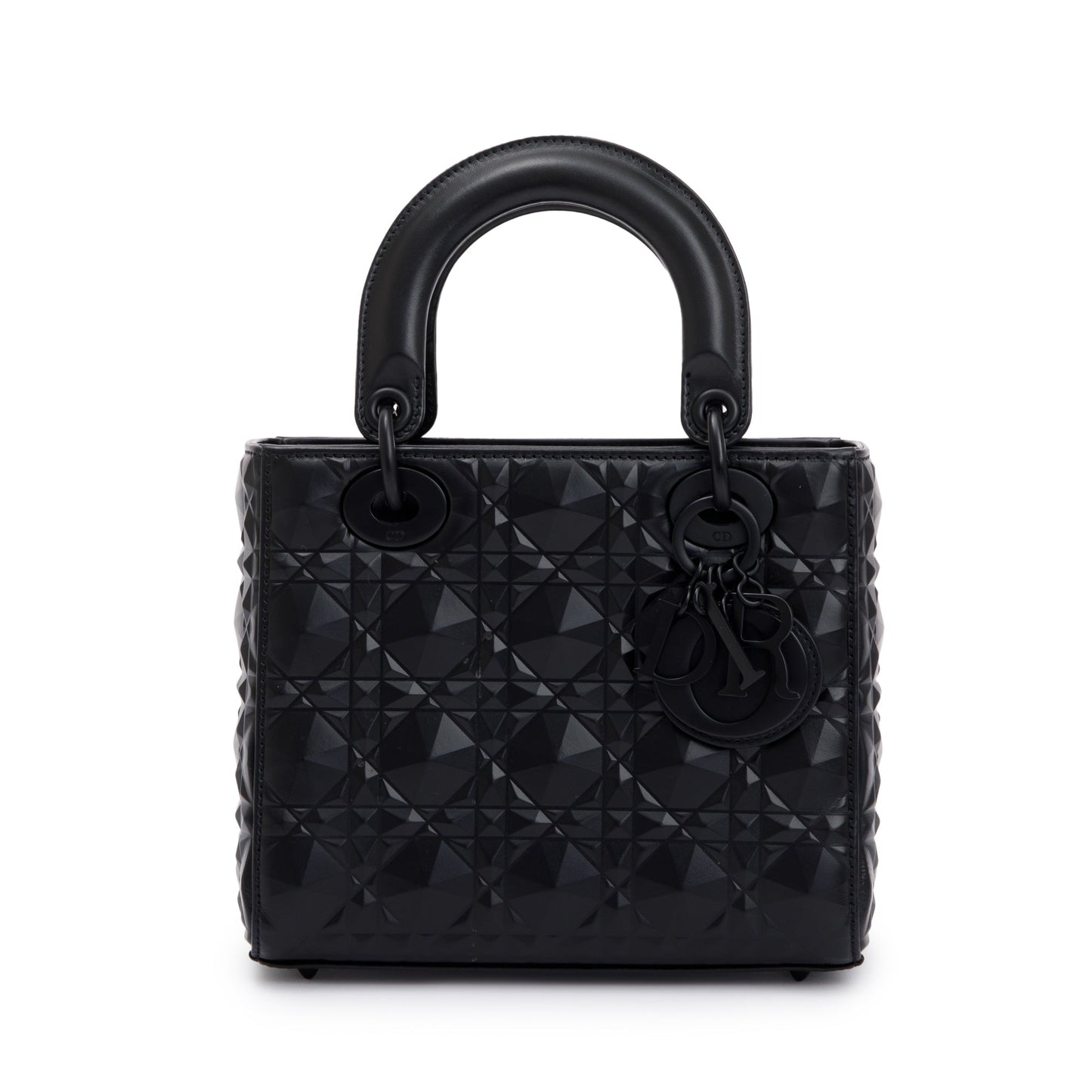 Dior Christian Diamond Motif Cannage Lady My Abc Leather Black Travel Bag