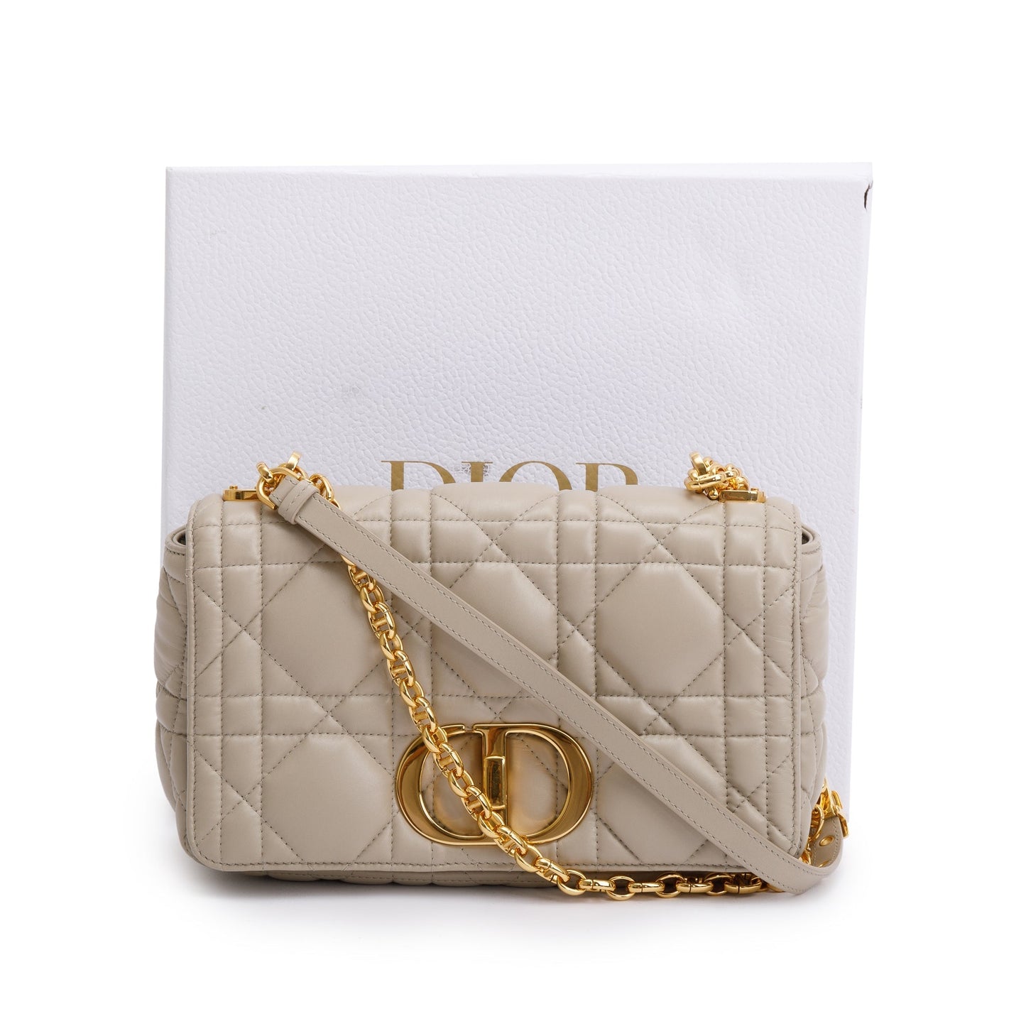 Dior Christian Taupe Supple Cannage Calfskin Caro Bag Leather Medium Travel Bag