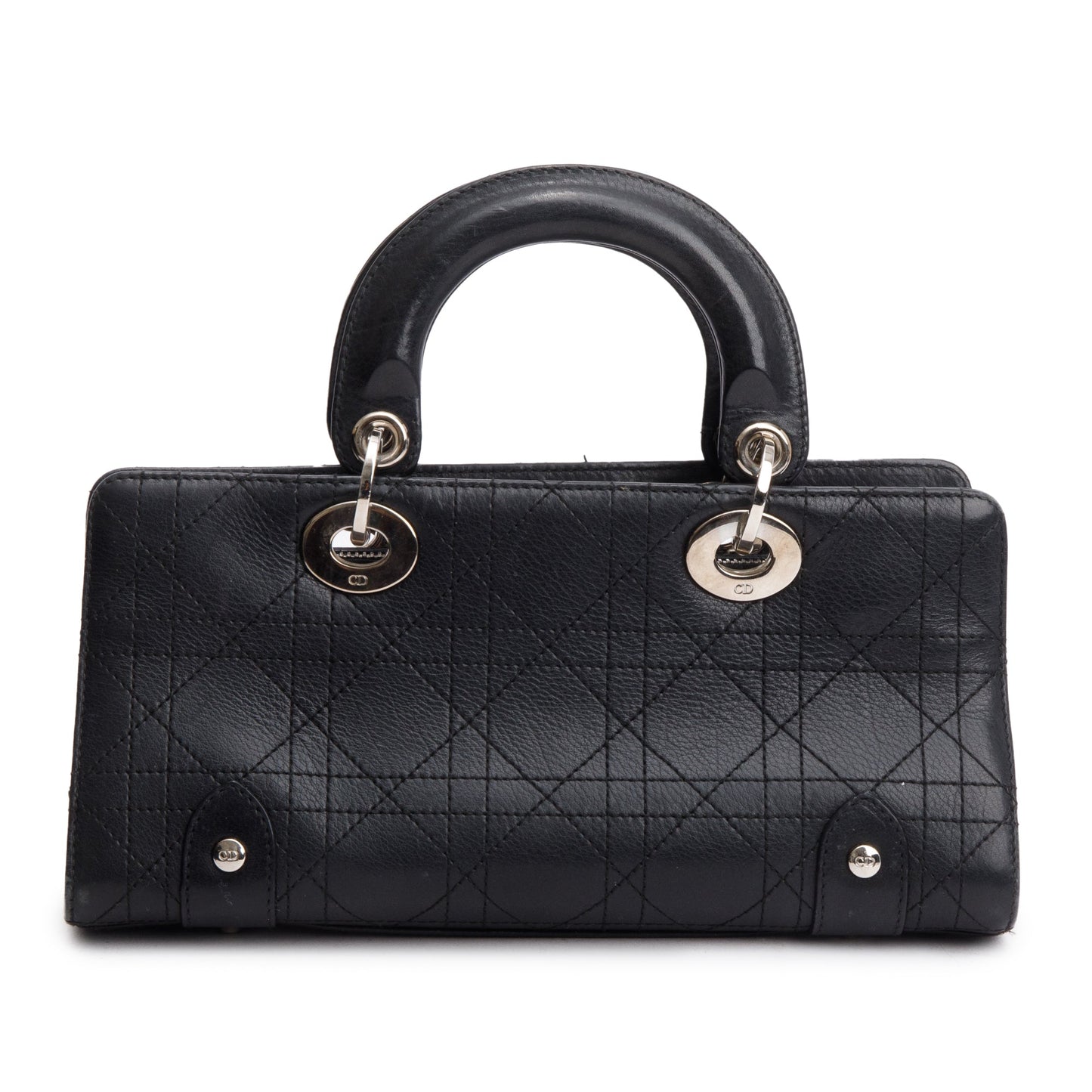 Dior Christian Calfskin Cannage East West Lady Bag Leather Black Travel Bag