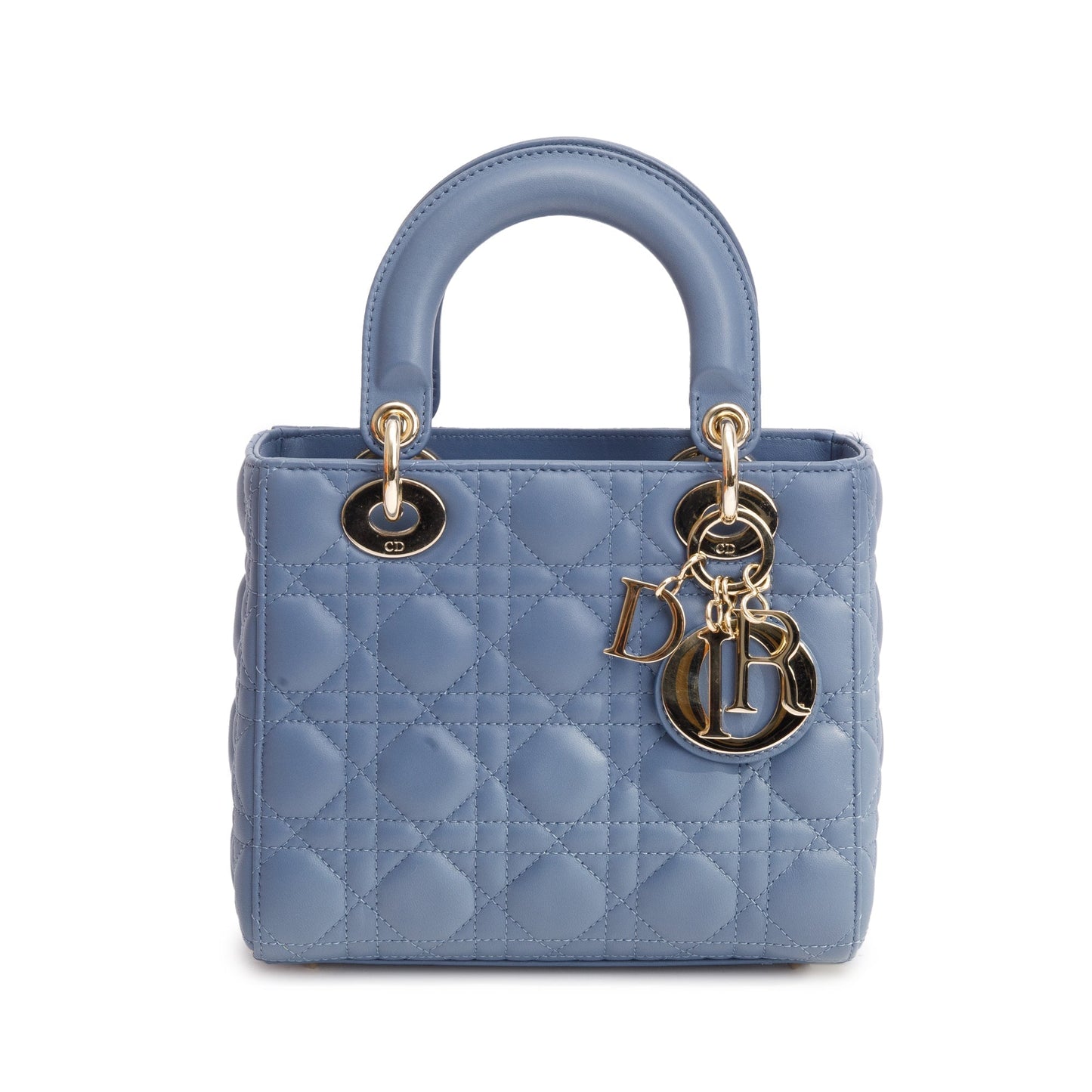 Dior Christian Cannage Lady Bag Leather Blue Travel Bag