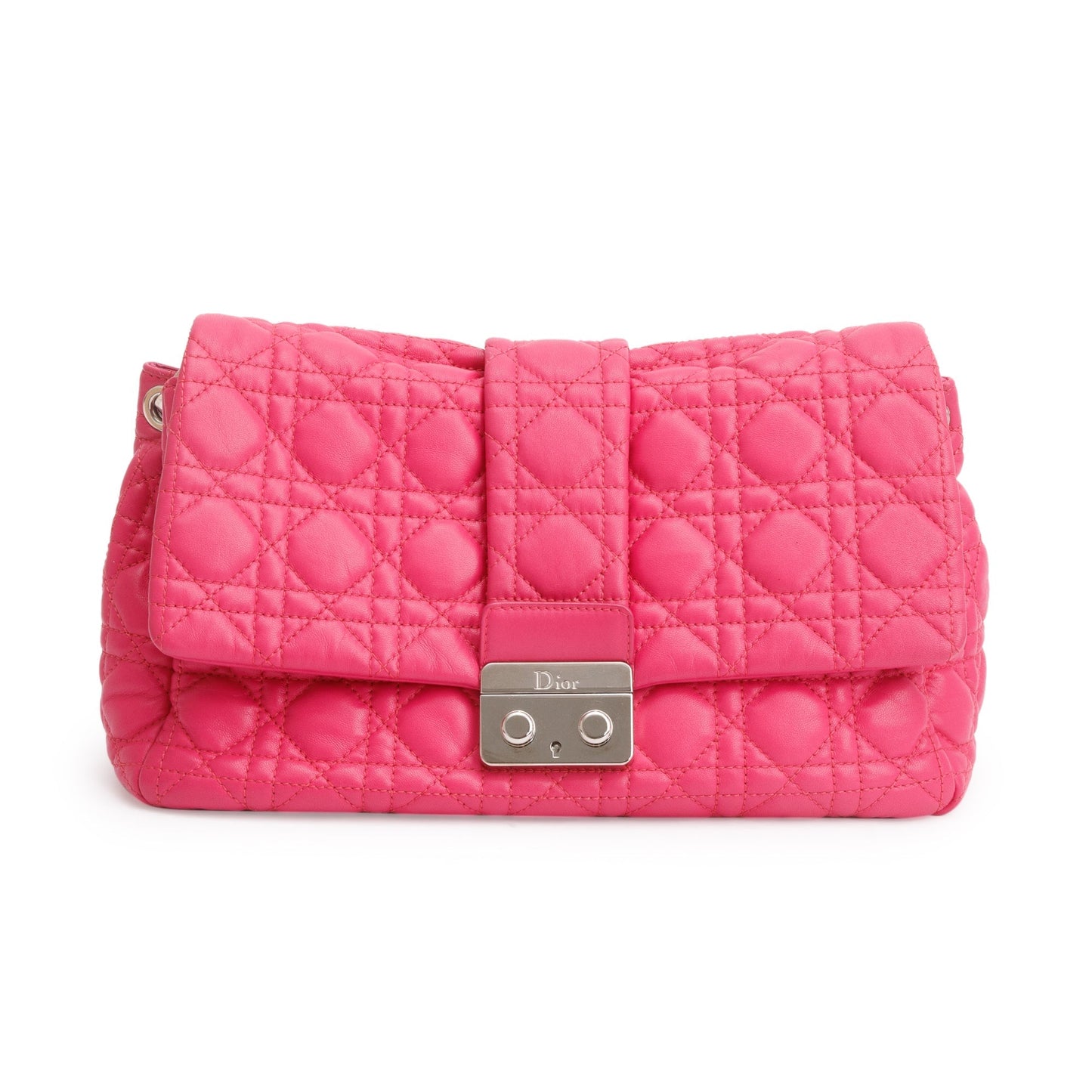 Dior Christian Cannage Calfskin New Lock Bag Leather Pink Travel Bag