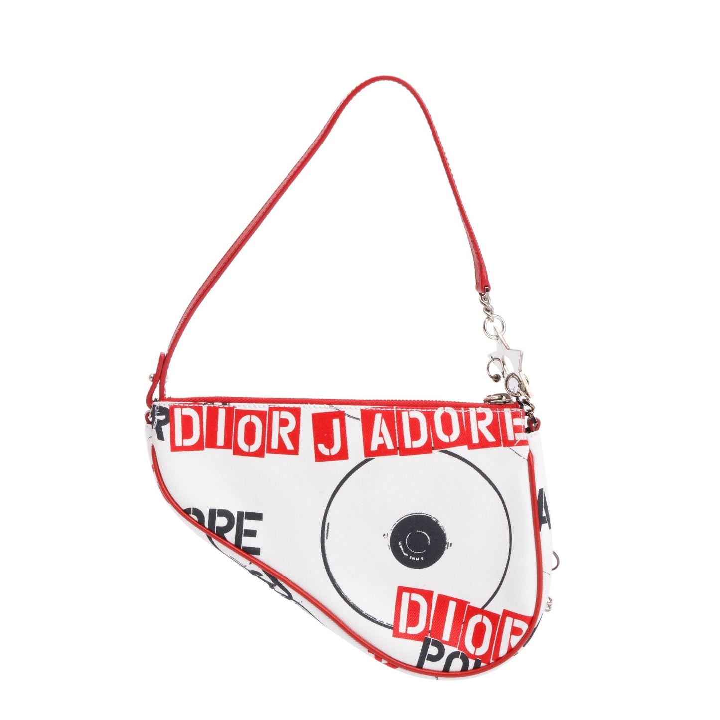Dior Christian Printed Hardcore Mini Saddle Bag Canvas White Travel Bag