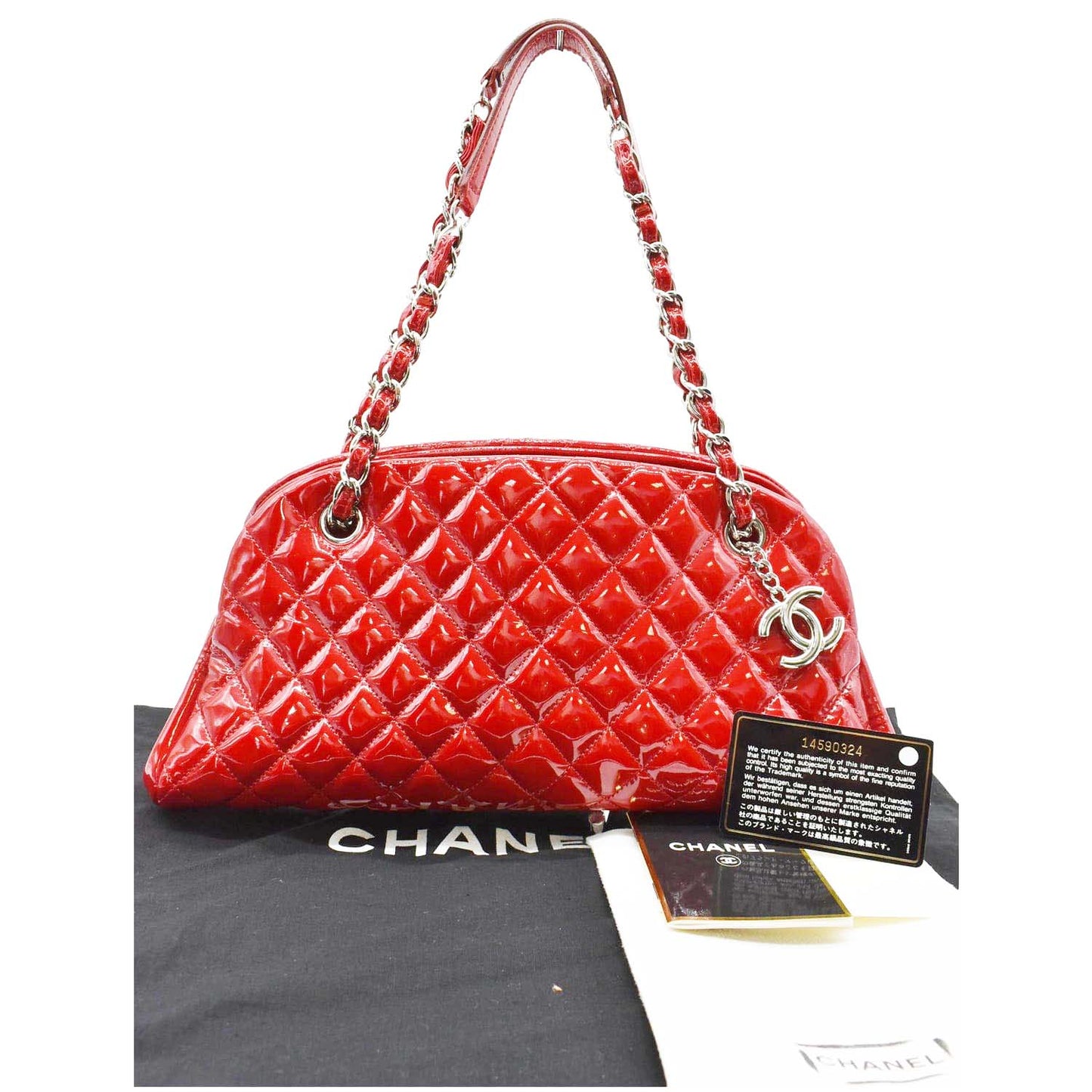 Chanel Just Mademoiselle New Rep Bowling Bag Leather Red Shoulder Bag